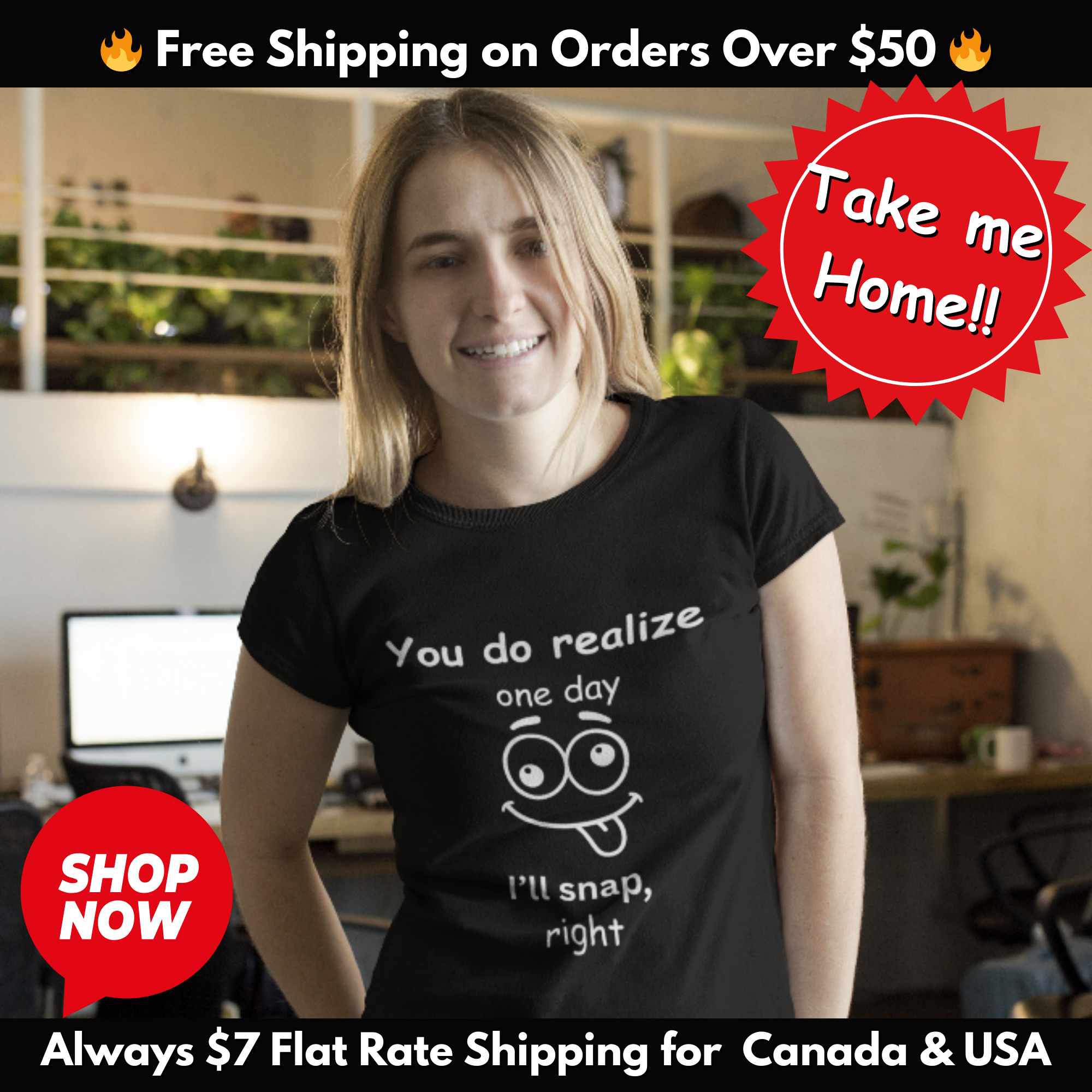 Funny “I’ll Snap” T-Shirt – Humorous Graphic Tee with Goofy Face