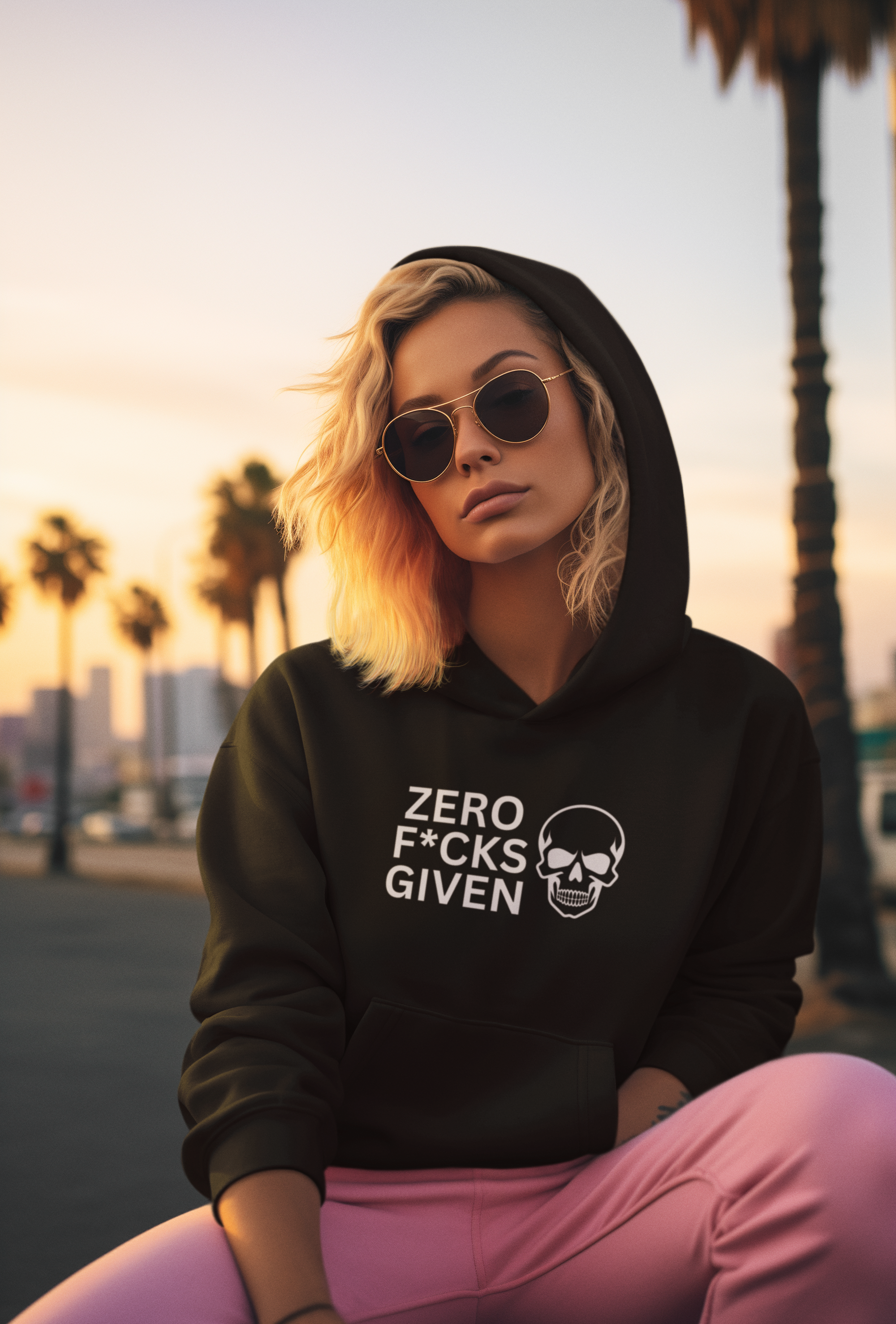 Zero Fcks Given Skull Hoodie – Bold Statement Pullover | Gildan® 18500