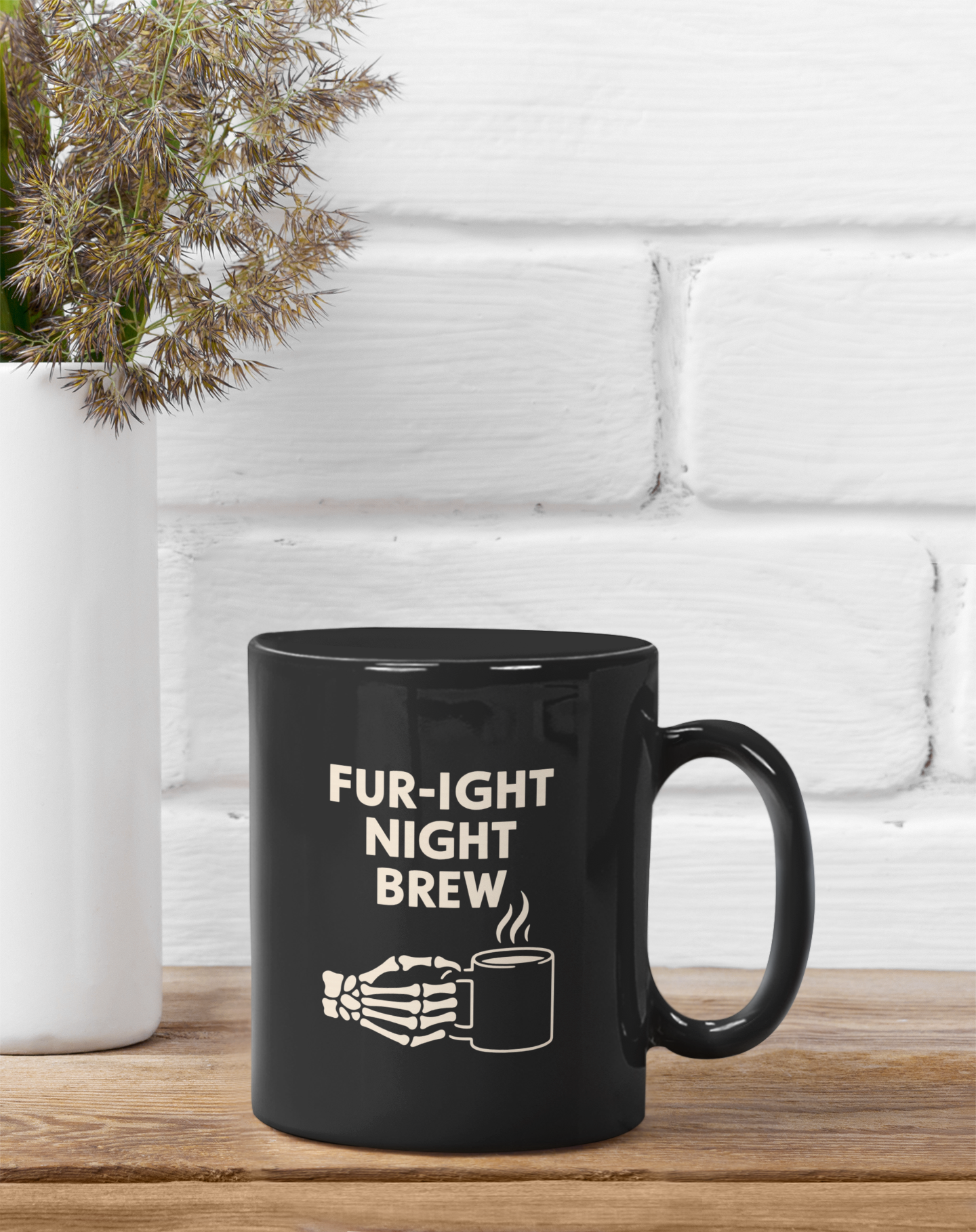 Fur-ight Night Brew Skeleton Mug – Spooky Halloween Coffee Cup