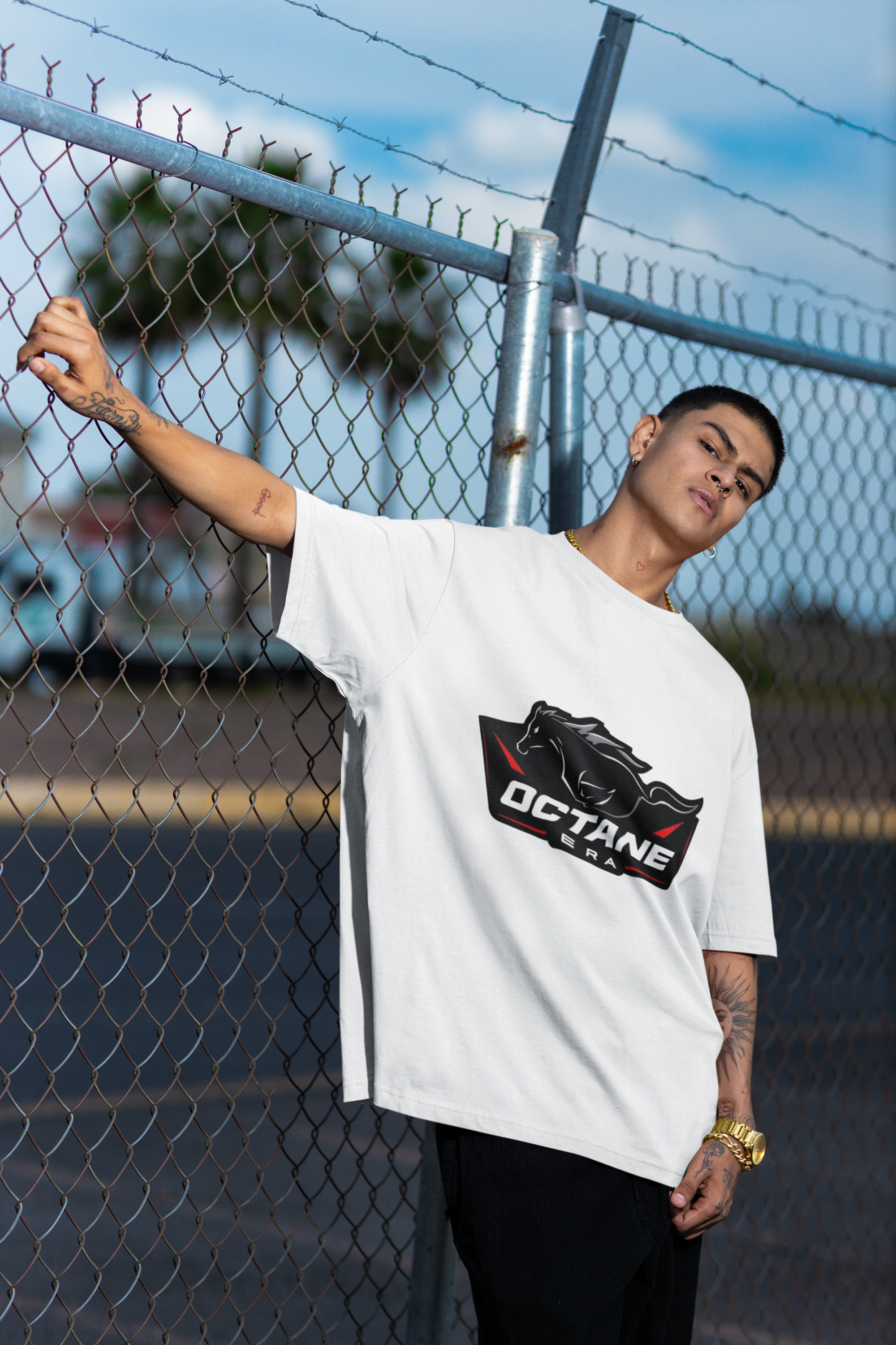 Octane Era Shield Horse T-Shirt | Bold Muscle Car Graphic Tee