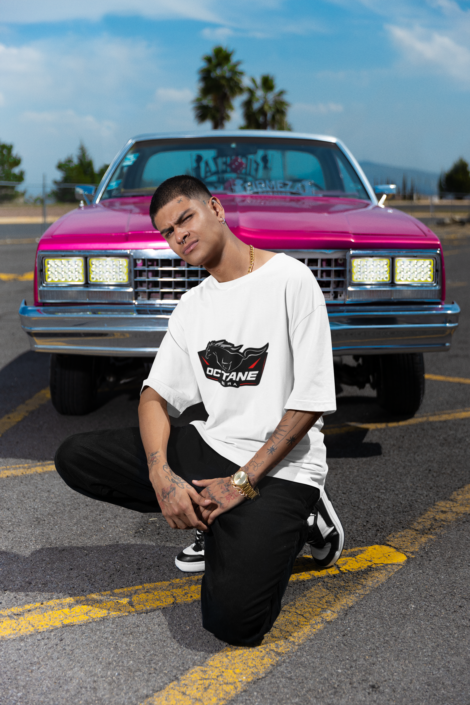 Octane Era Shield Horse T-Shirt | Bold Muscle Car Graphic Tee