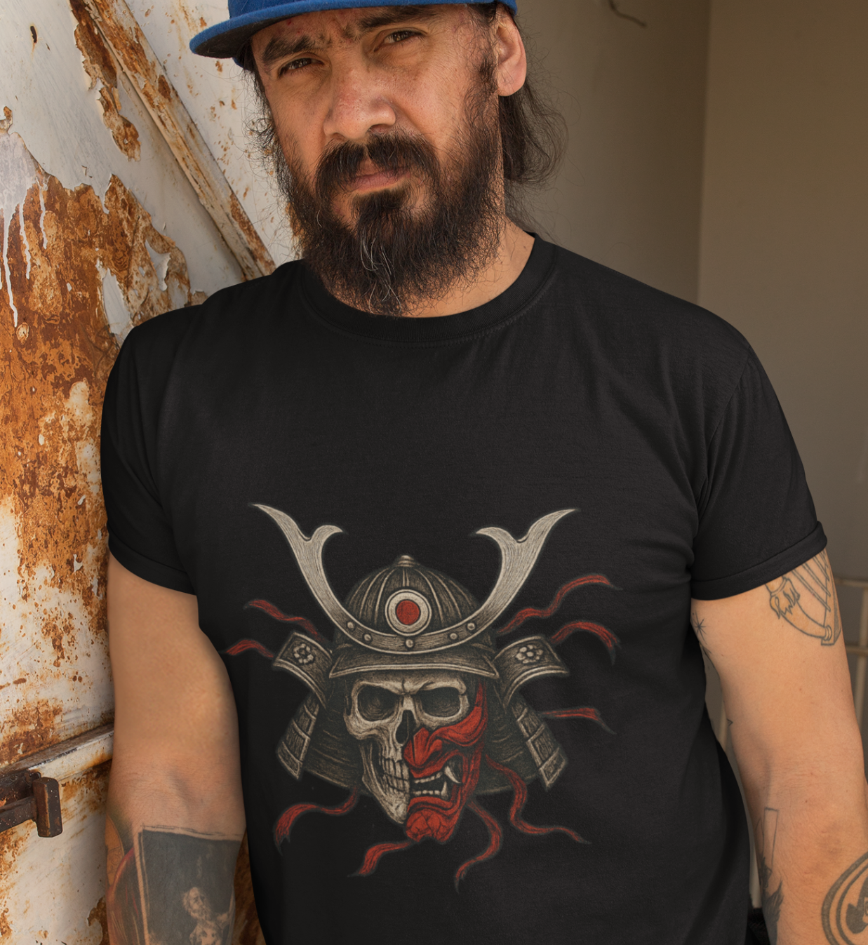 Samurai Skull Warrior Tee | Dark Streetwear Graphic T-Shirt| Gildan® 64000