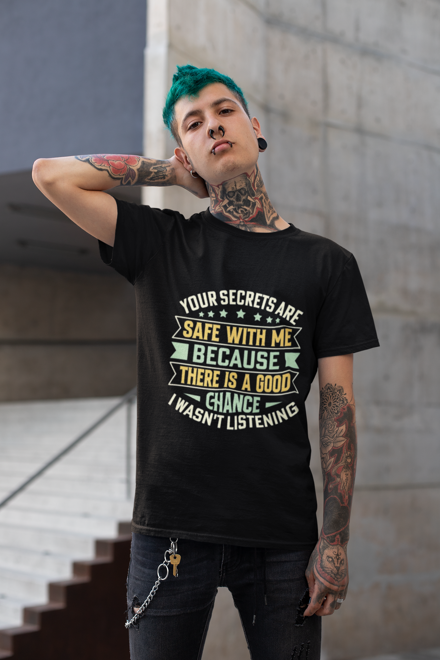 Funny T-Shirt – Your Secrets Are Safe With Me, Sarcastic Quote Tee, Black Unisex Shirt