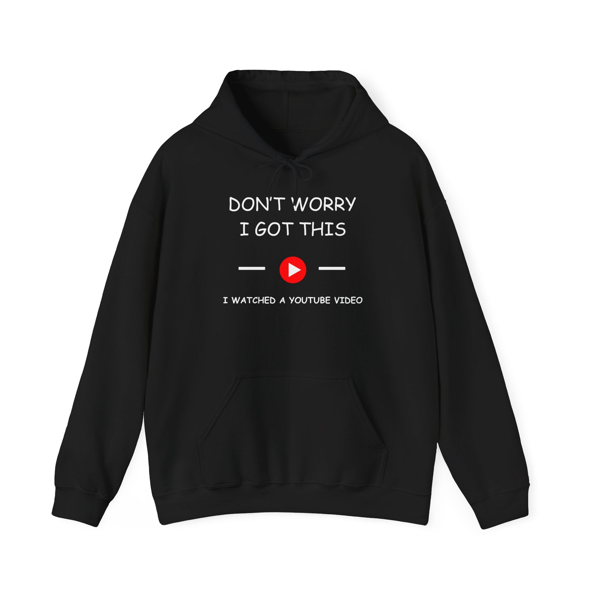 Minimal Play Button Hoodie — Small Red Media Icon Pullover