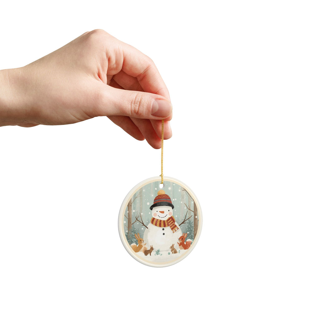 Snowman & Woodland Friends Ceramic Ornament (2-Sided)