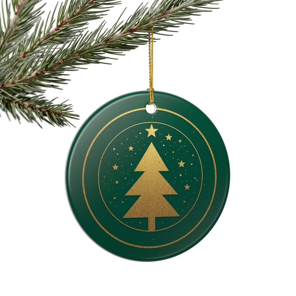 Green Pine Tree Ceramic Ornament (2-Sided)
