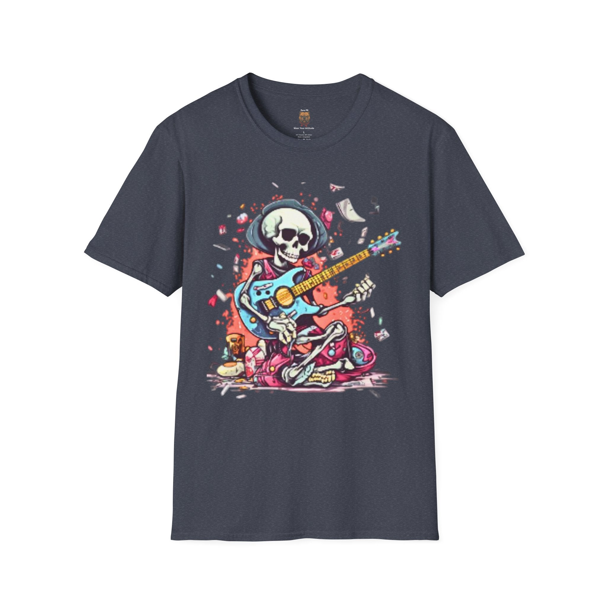 Skull Guitarist T-Shirt - Premium Rock Graphic Tee for Dark Colors