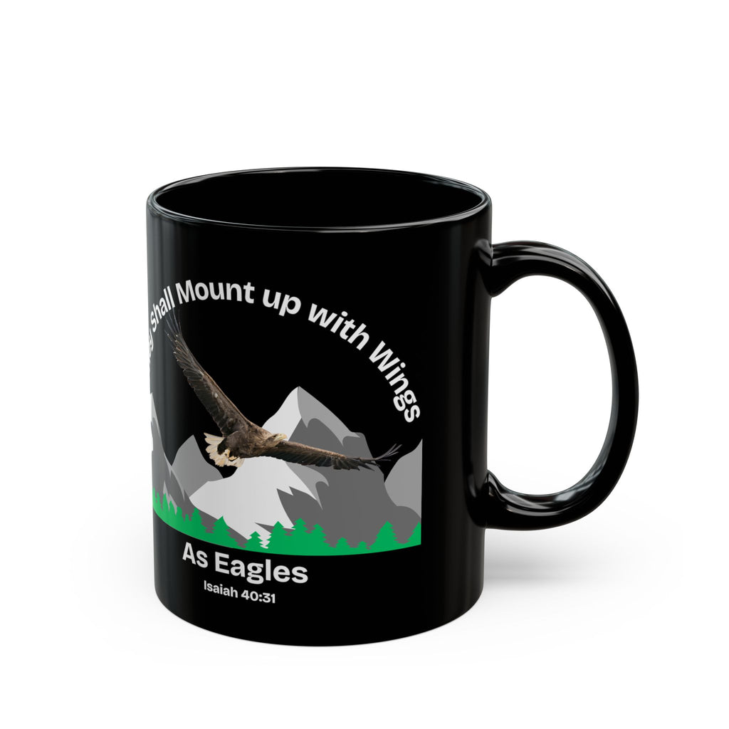 Isaiah 40:31 Mount Up Eagle Black Gloss Mug - 11oz and 15oz Premium