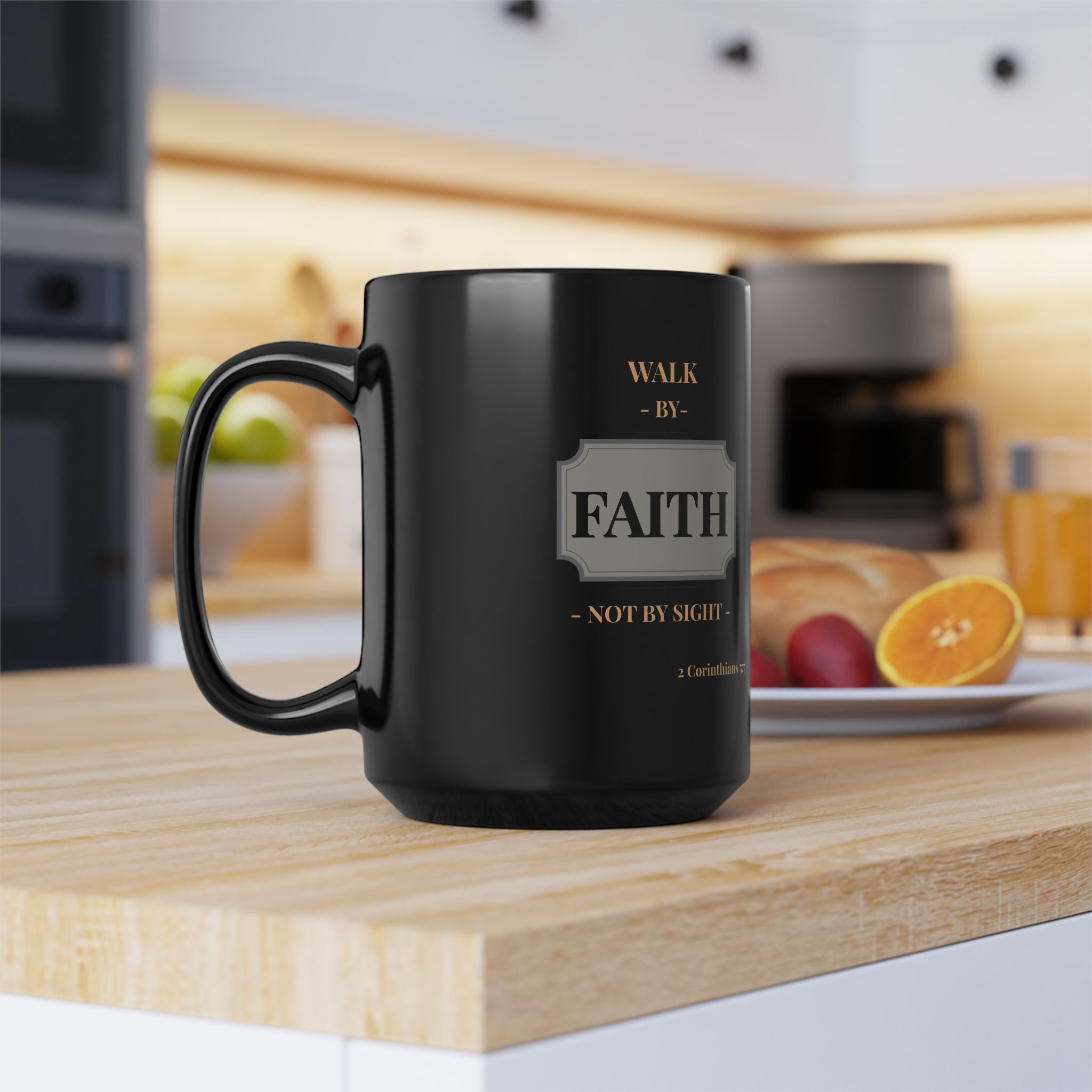 Black Faith Mug - Inspirational Coffee Cup for Believers