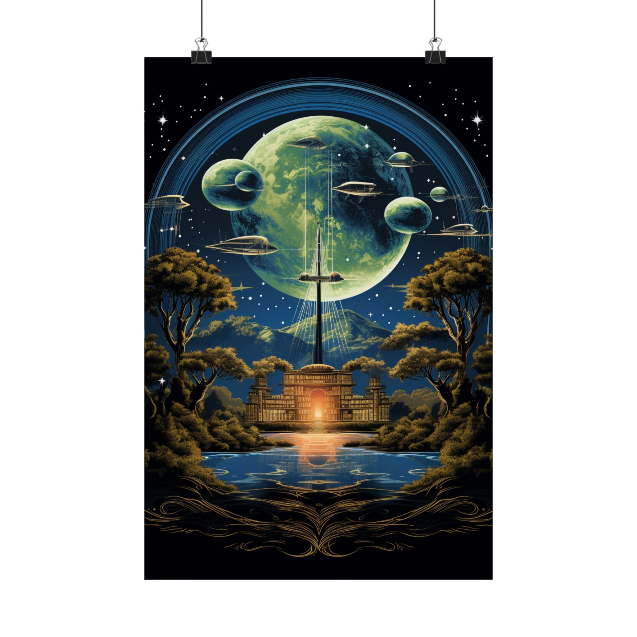 Moonrise Citadel – Retro Cosmic Gateway Poster (3 Sizes)