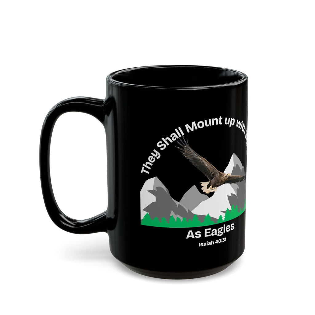 Isaiah 40:31 Mount Up Eagle Black Gloss Mug - 11oz and 15oz Premium