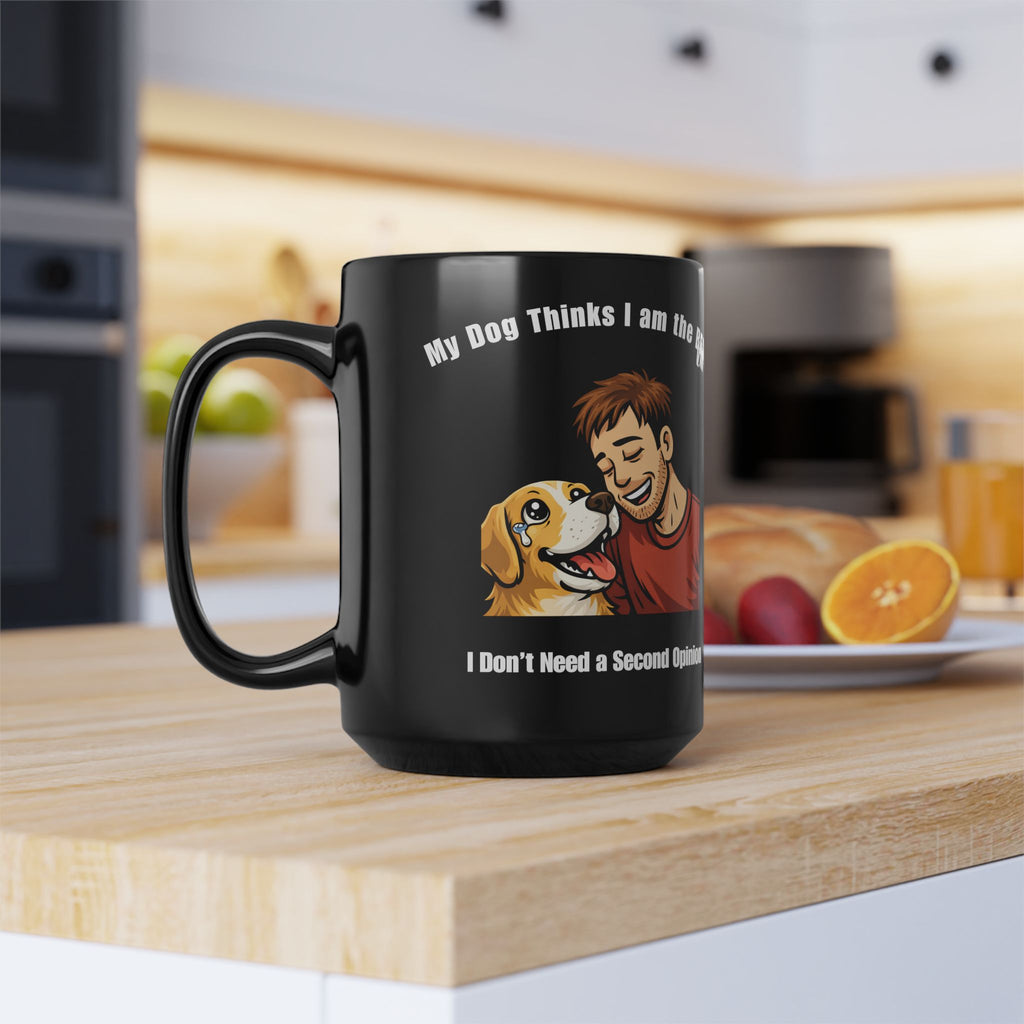 Dog Dad Coffee Mug — "My Dog Thinks I Am the Best" Black Ceramic Mug (11oz/15oz)