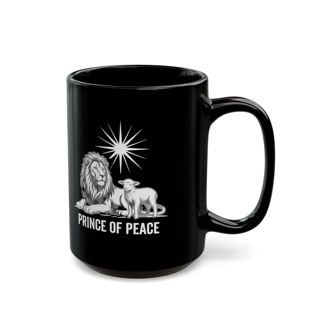 Prince of Peace Black Mug — Lion & Lamb Christian Coffee Mug (11oz/15oz)