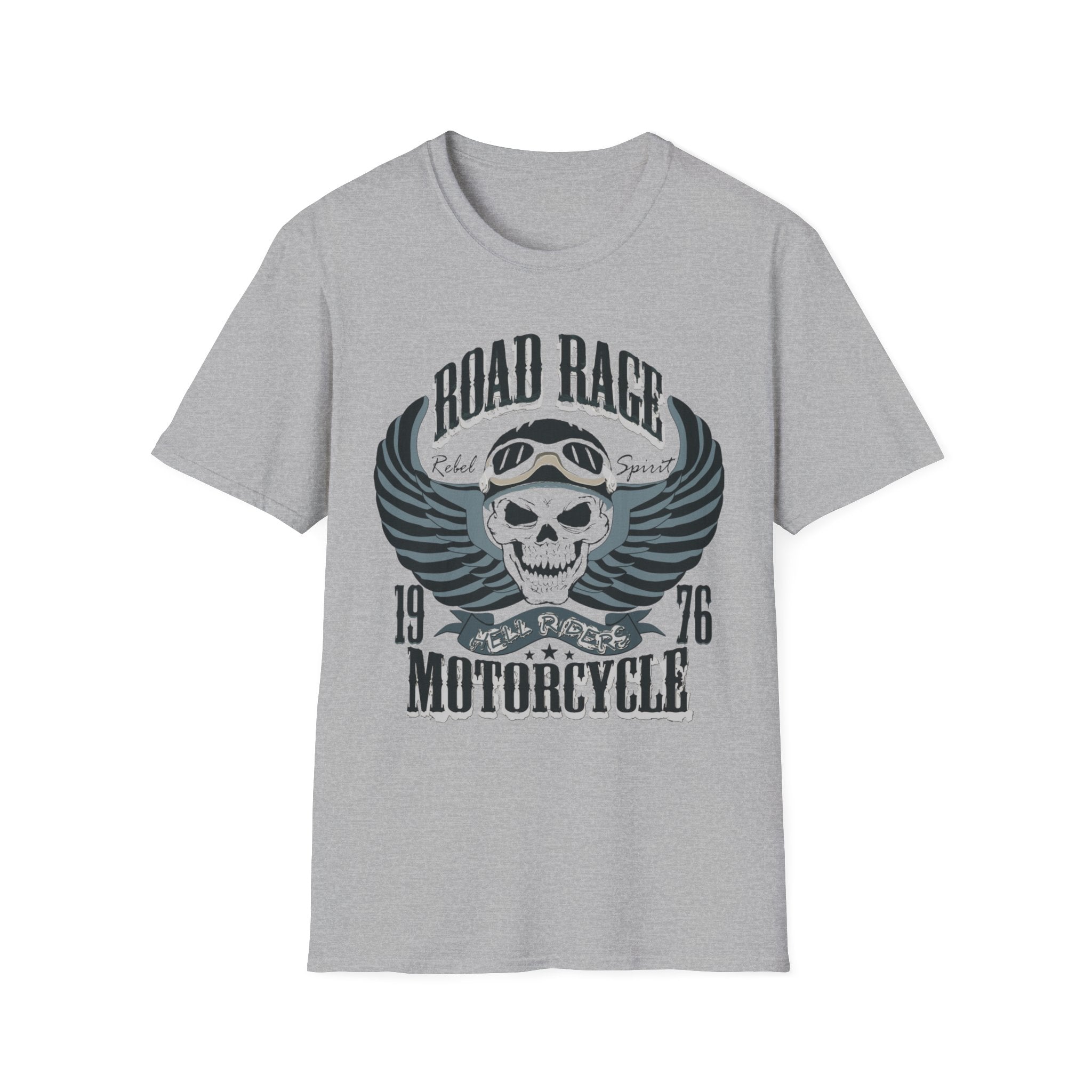 Road Rage Motorcycle Rebel Spirit Skull - Vintage Biker Graphic Tee