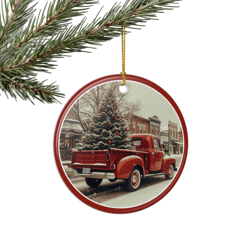 Vintage Red Truck Christmas Ornament — (2-Sided)