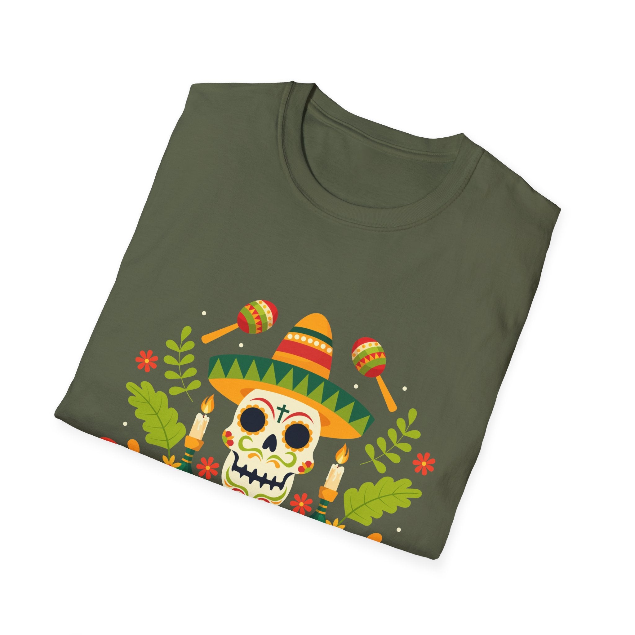 Dia de los Muertos T-Shirt, Unisex Softstyle Tee, Halloween Apparel, Mexican Celebration Shirt, Cultural Celebration Outfit, Gift Idea