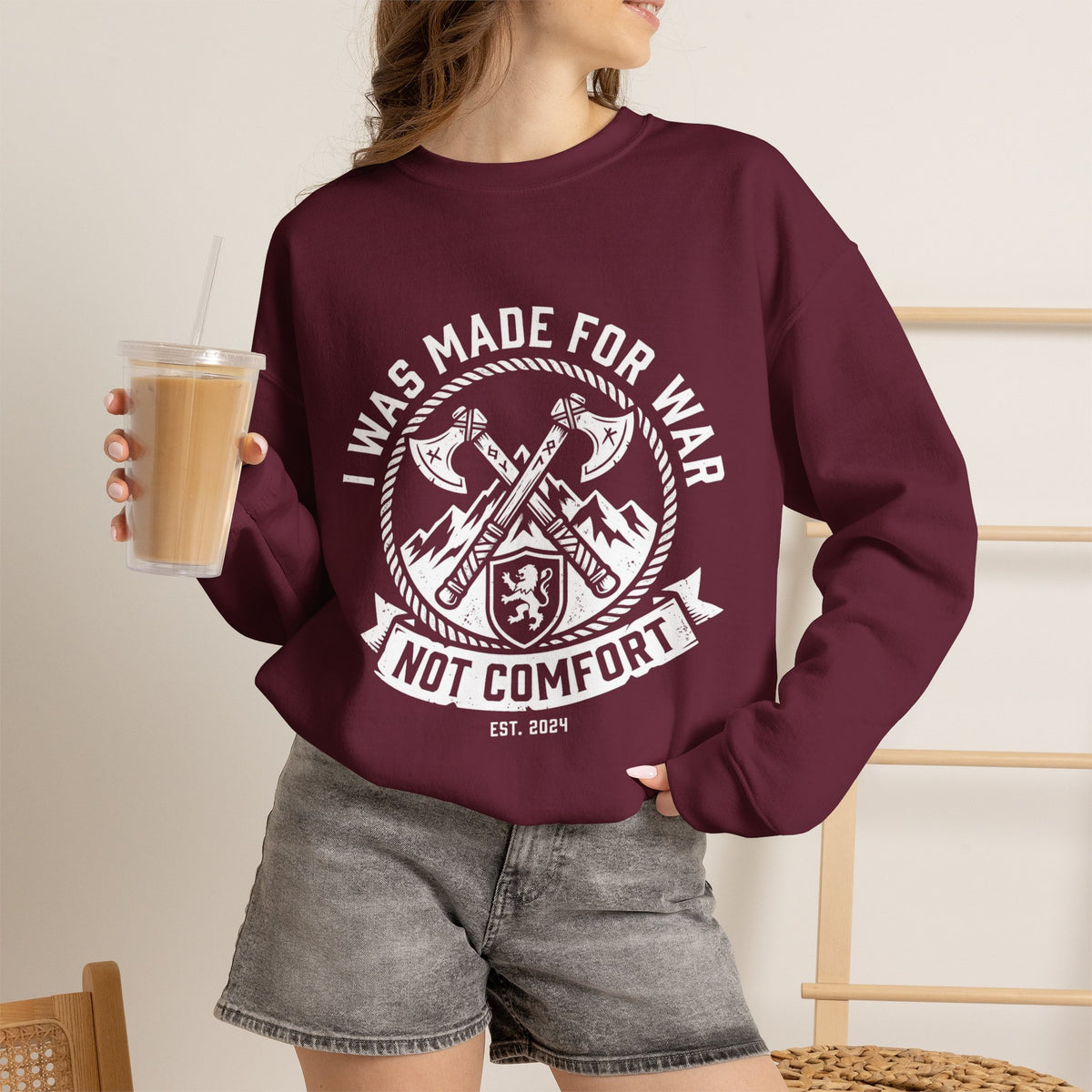 I Was Made for War, Not Comfort — Faith Crewneck Sweatshirt