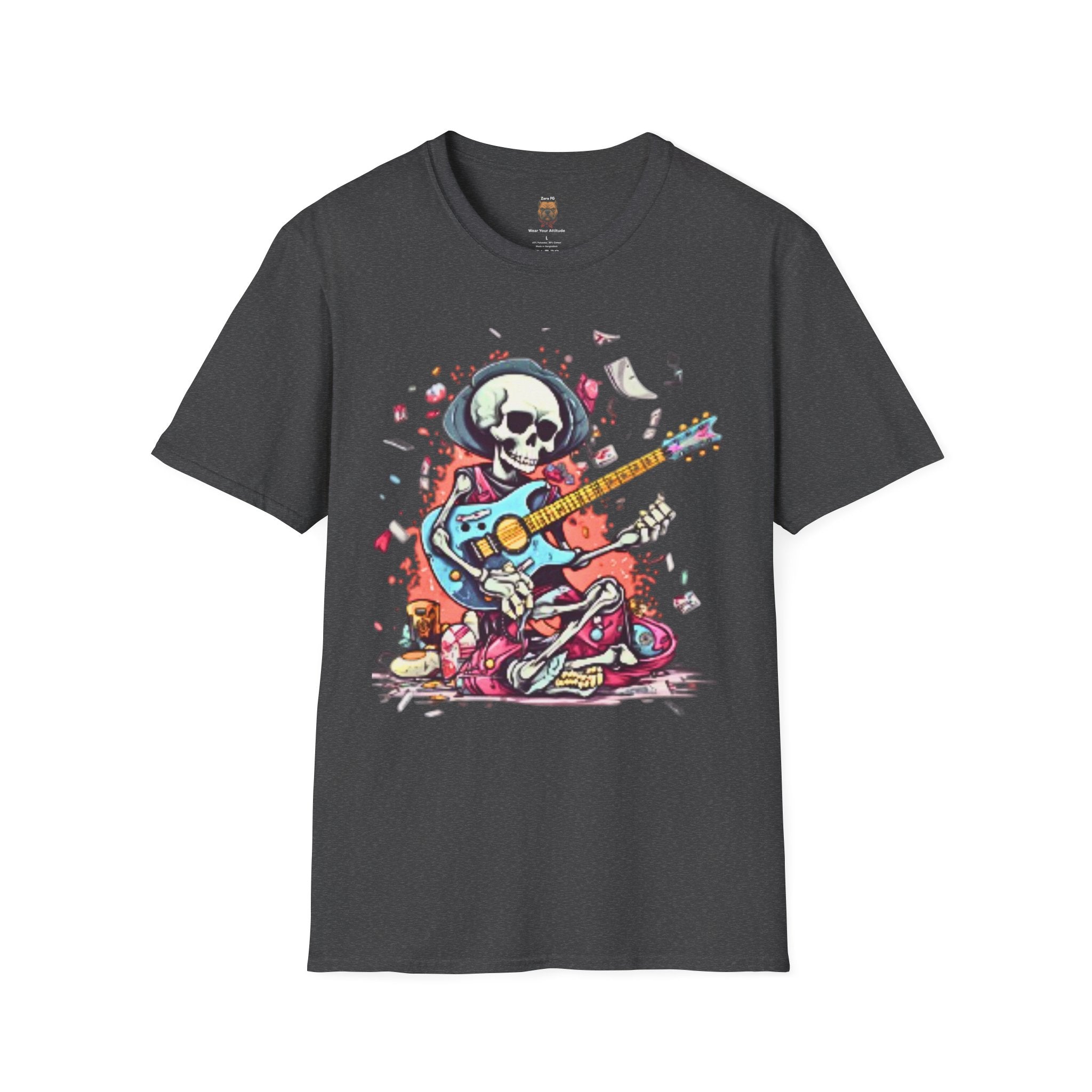 Skull Guitarist T-Shirt - Premium Rock Graphic Tee for Dark Colors
