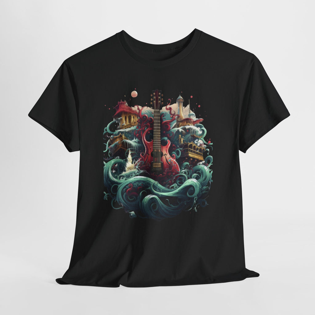 Surreal Acoustic Guitar Ocean Adventure Graphic T-Shirt