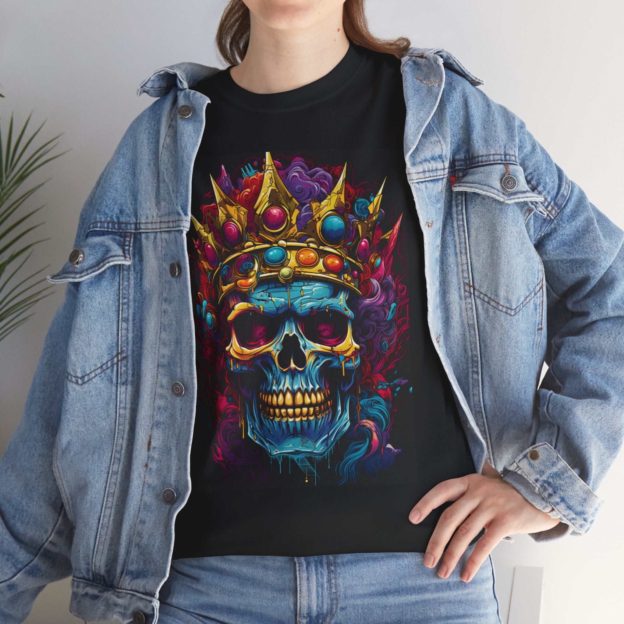 Skull King T-Shirt — Neon Crowned Skull Graphic Tee