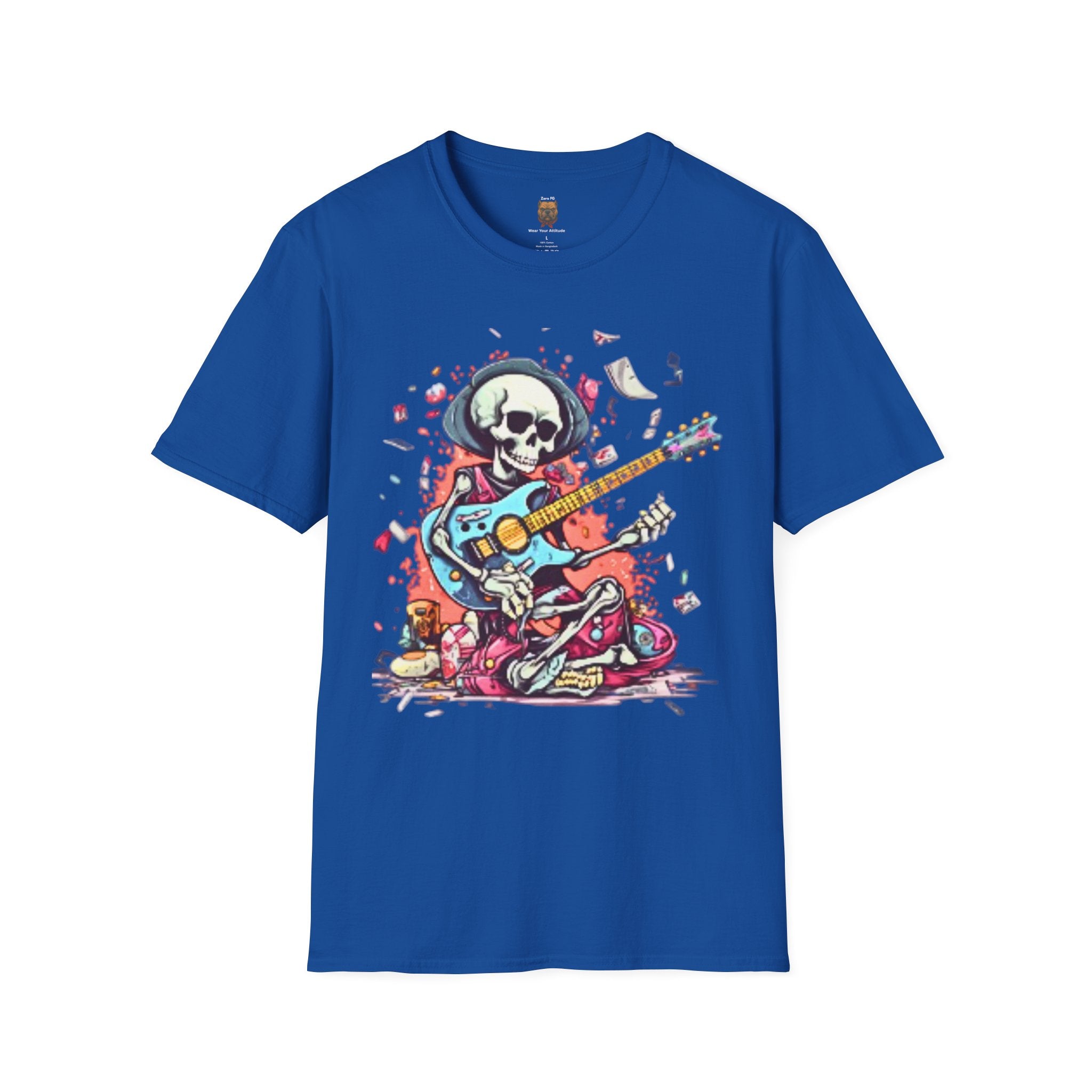 Skull Guitarist T-Shirt - Premium Rock Graphic Tee for Dark Colors