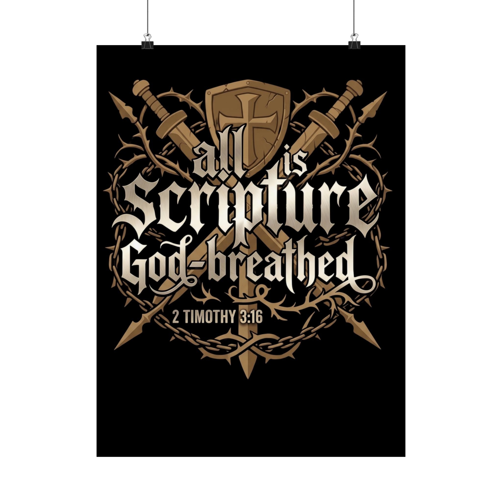 "All Scripture is God-Breathed" Matte Poster — 2 Timothy 3:16