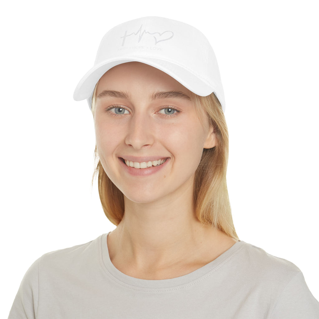 Faith Hope Love Low Profile Baseball Cap, Inspirational Hat, Gift for Him/Her, Everyday Wear, Cap for Spiritual Beliefs