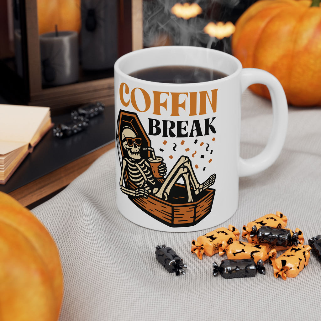Spooky Skeleton Coffee Mug - Coffin Break Design