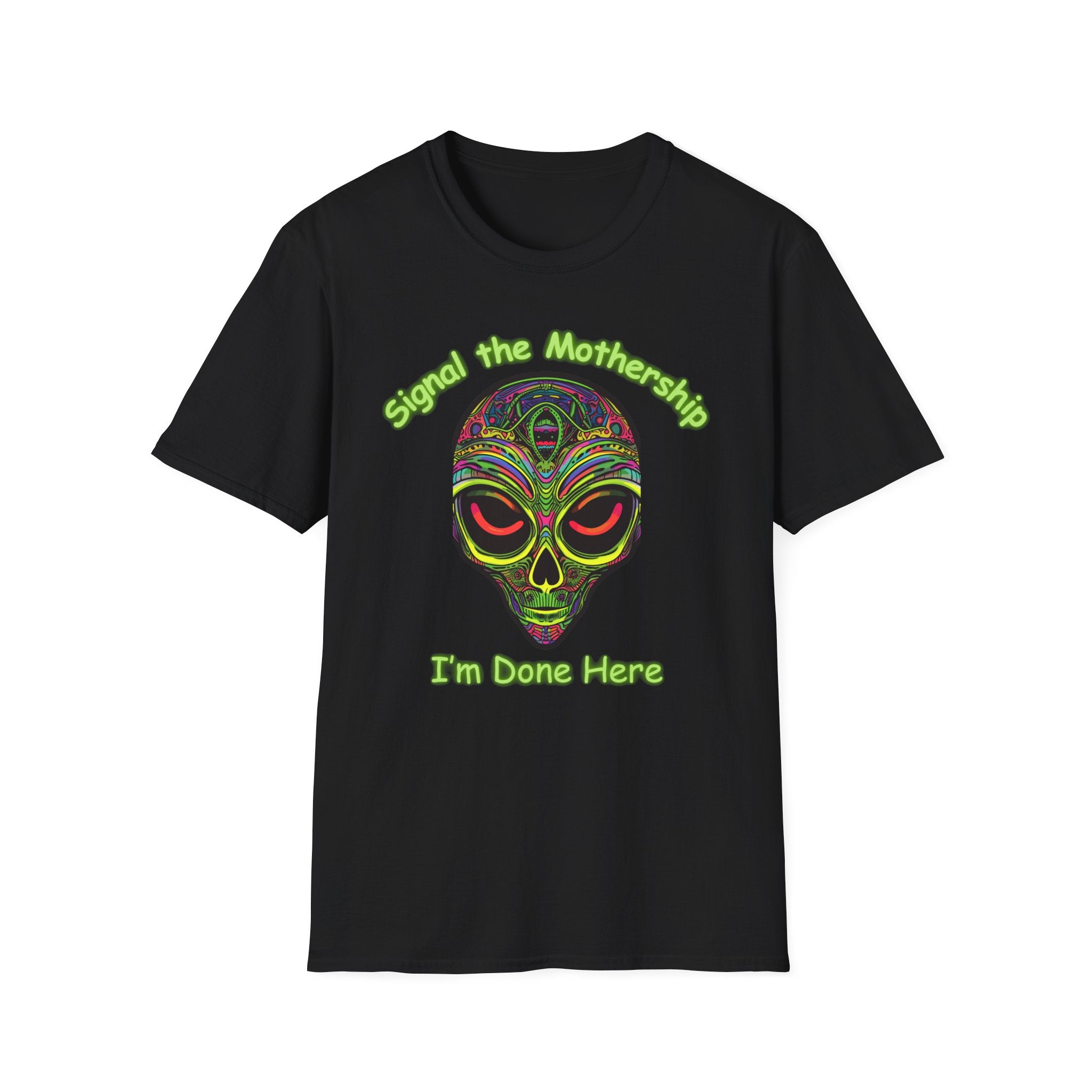 Alien Skull T-Shirt — Neon Psychedelic Graphic Tee