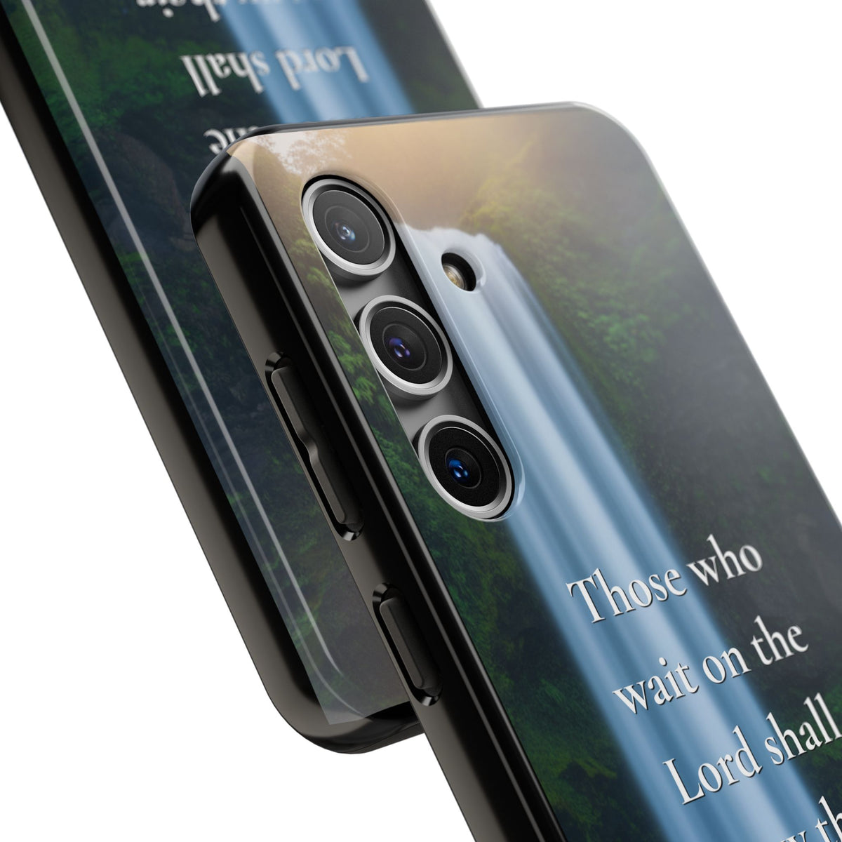 Christian Phone Case — "Those Who Wait on the Lord Shall Renew Their Strength" (Isaiah 40:31) Waterfall Design