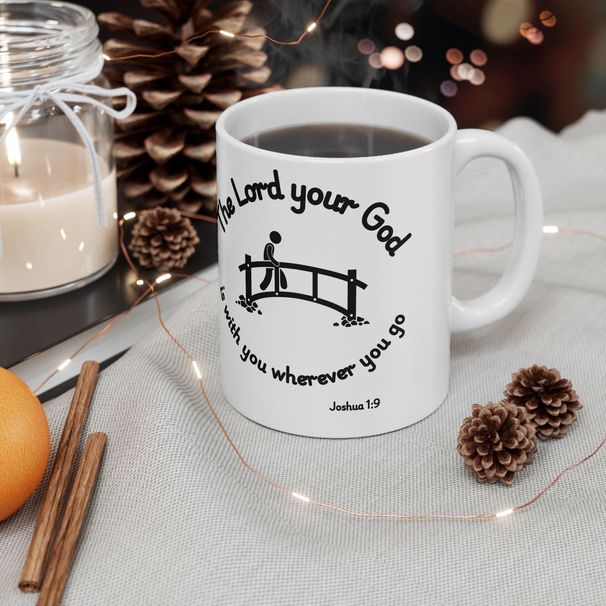 God Walks With You Always Christian Coffee Mug – Inspirational Bible Verse Gift – 11oz & 15oz