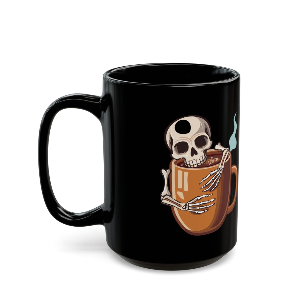 Skeleton Hugging Coffee Mug | 11oz & 15oz Black Ceramic