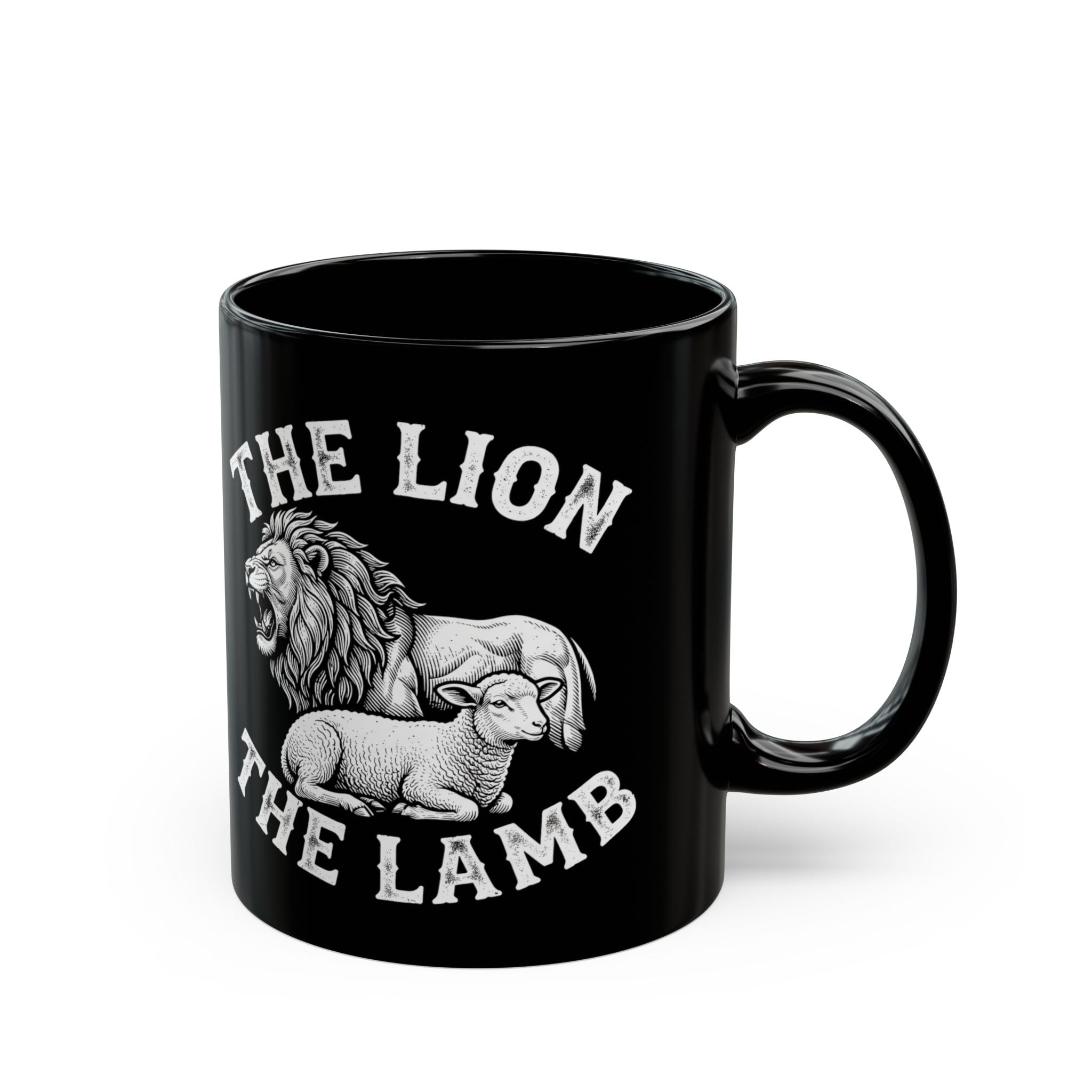 The Lion & The Lamb Black Mug — Christian Faith Coffee Mug | Zero FG