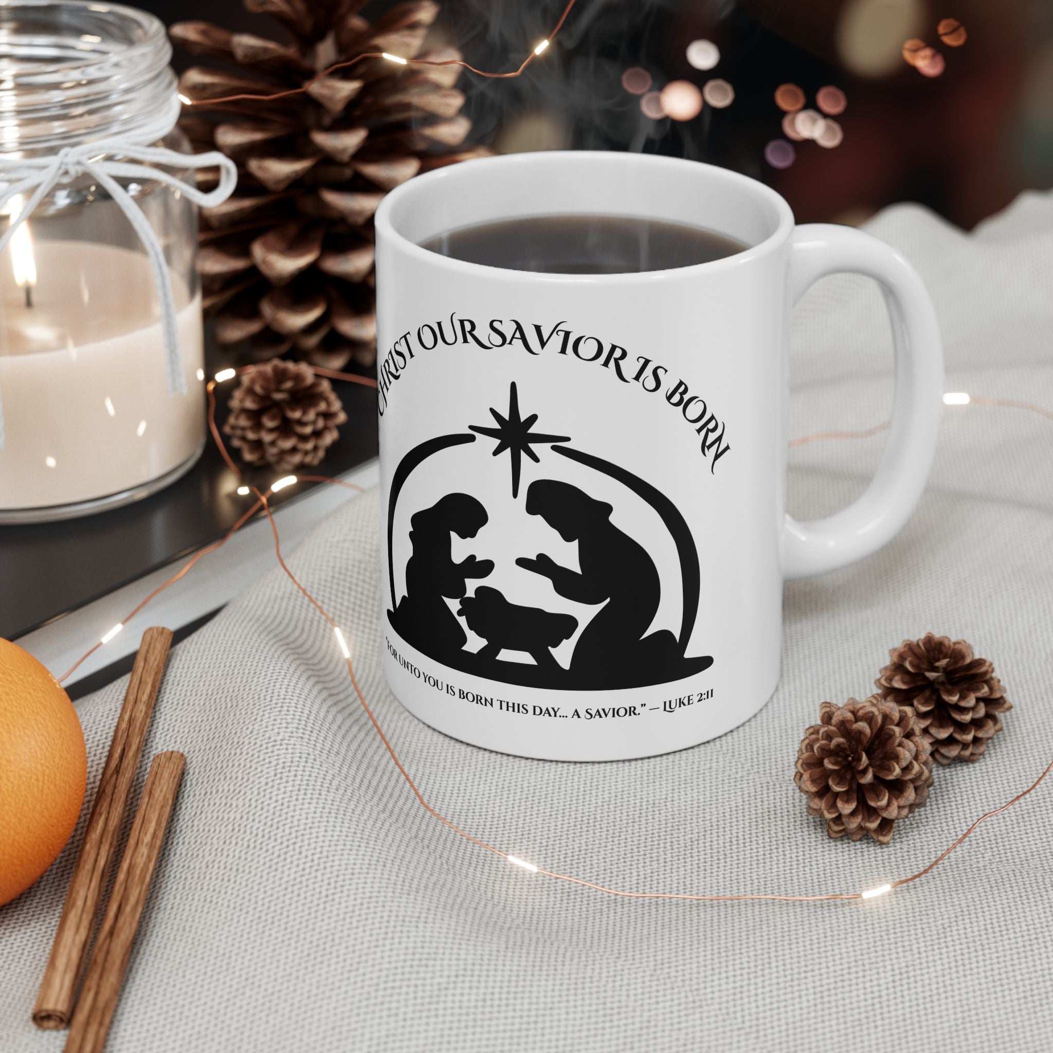 Christ Our Savior Is Born – Nativity Christmas Mug (11oz, 15oz)