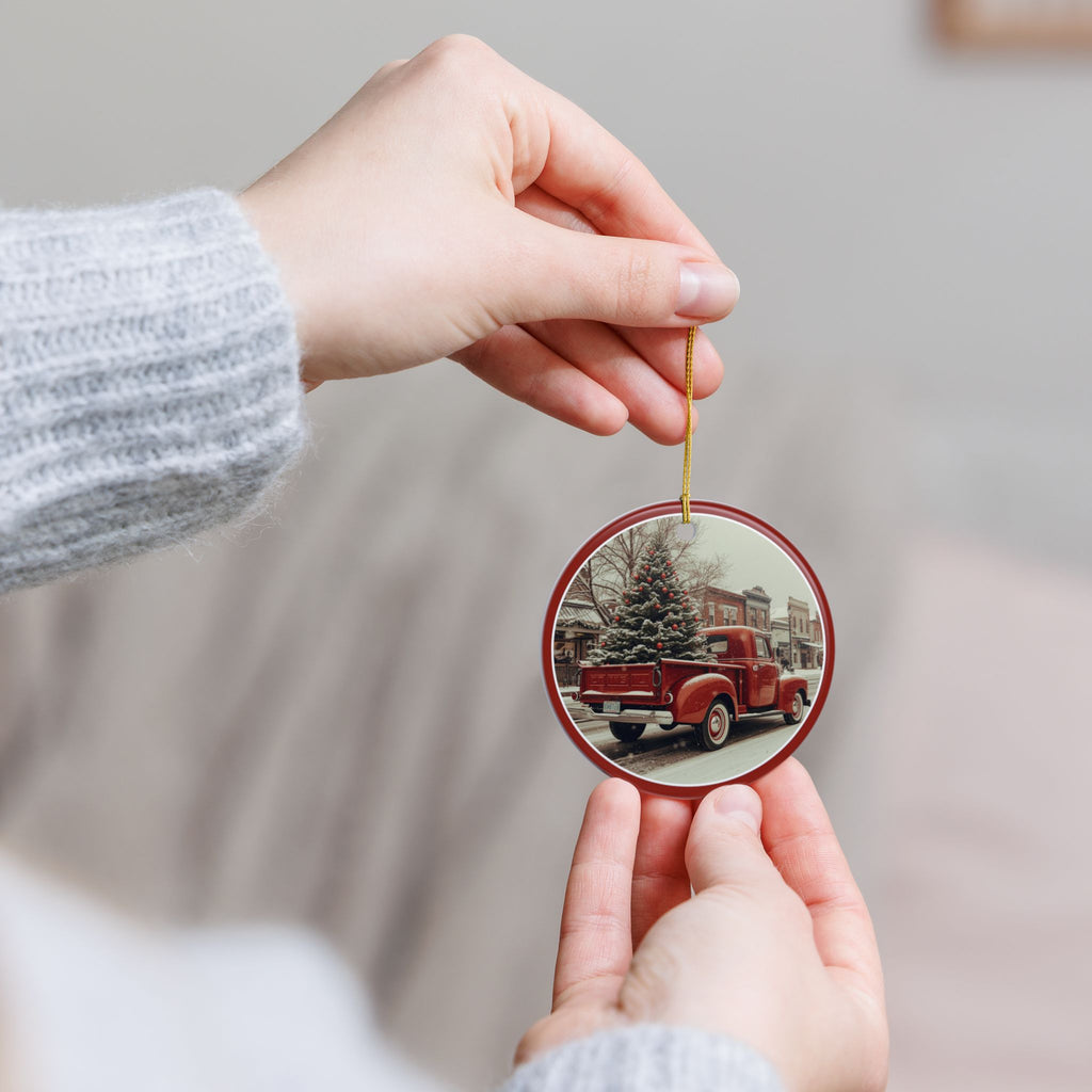 Vintage Red Truck Christmas Ornament — (2-Sided)