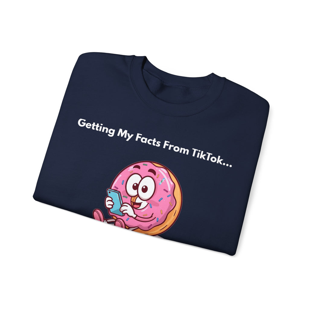 Funny “TikTok vs Donut Calories” Sweatshirt – Cozy Graphic Pullover for Everyday Wear