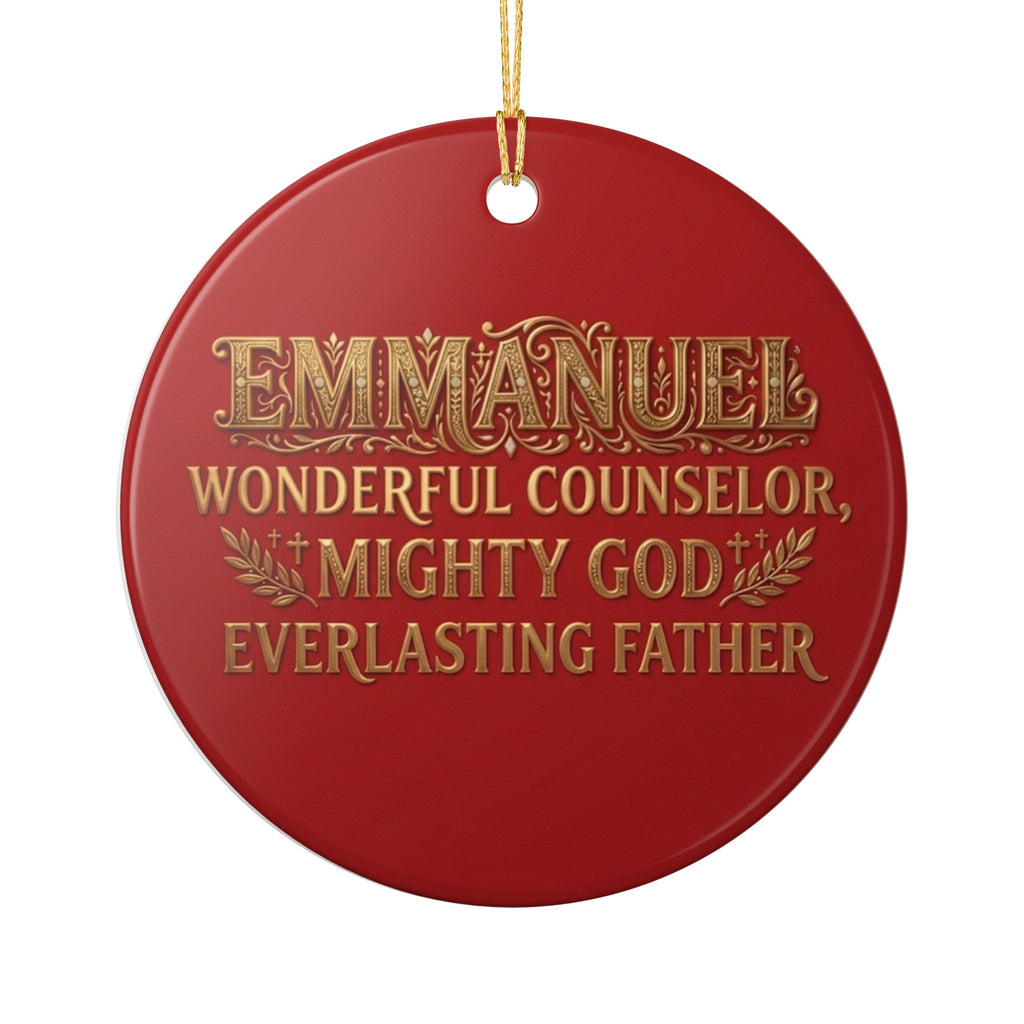 Ceramic Ornament — Emmanuel, Wonderful Counselor, Mighty God