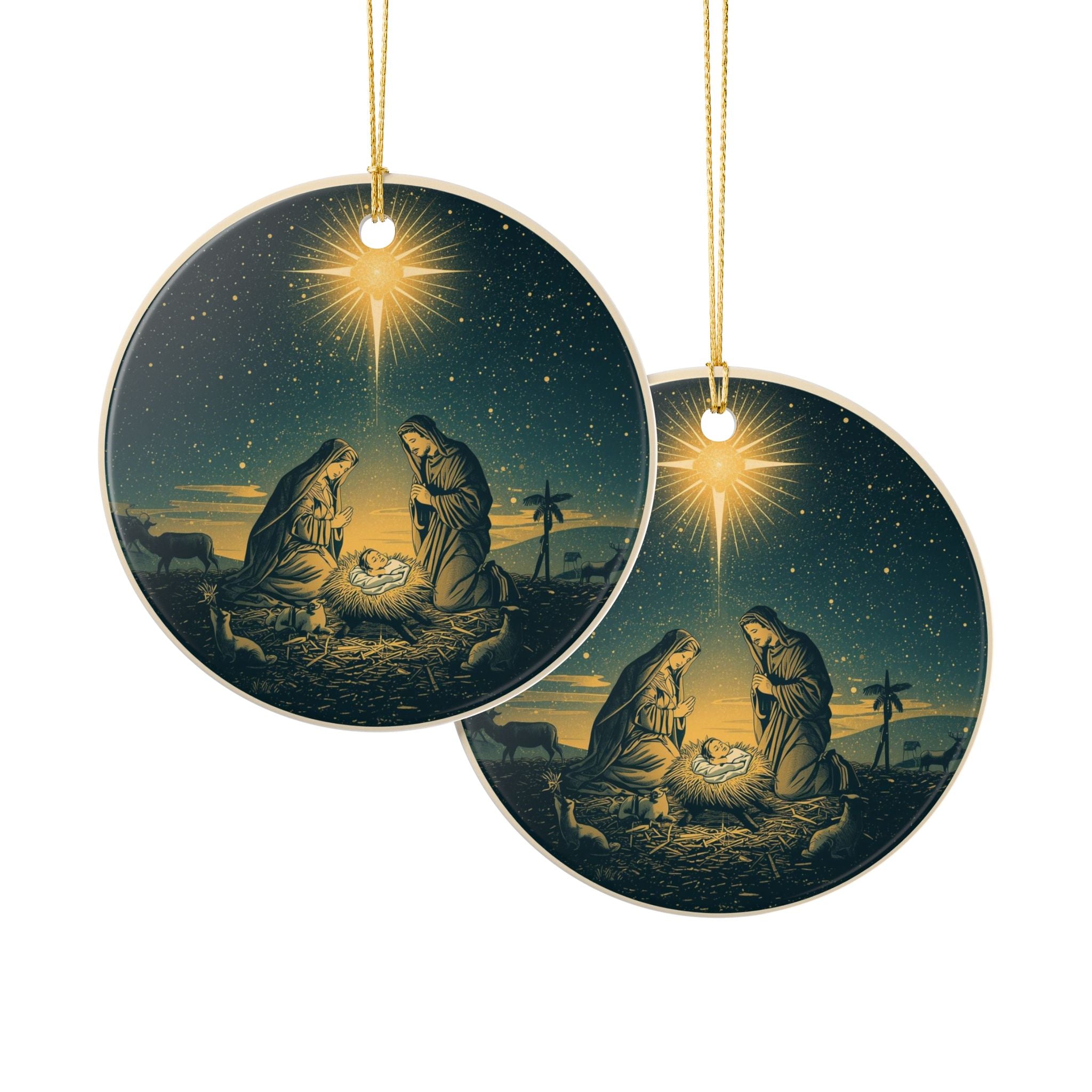 Holy Family Nativity Ceramic Ornament