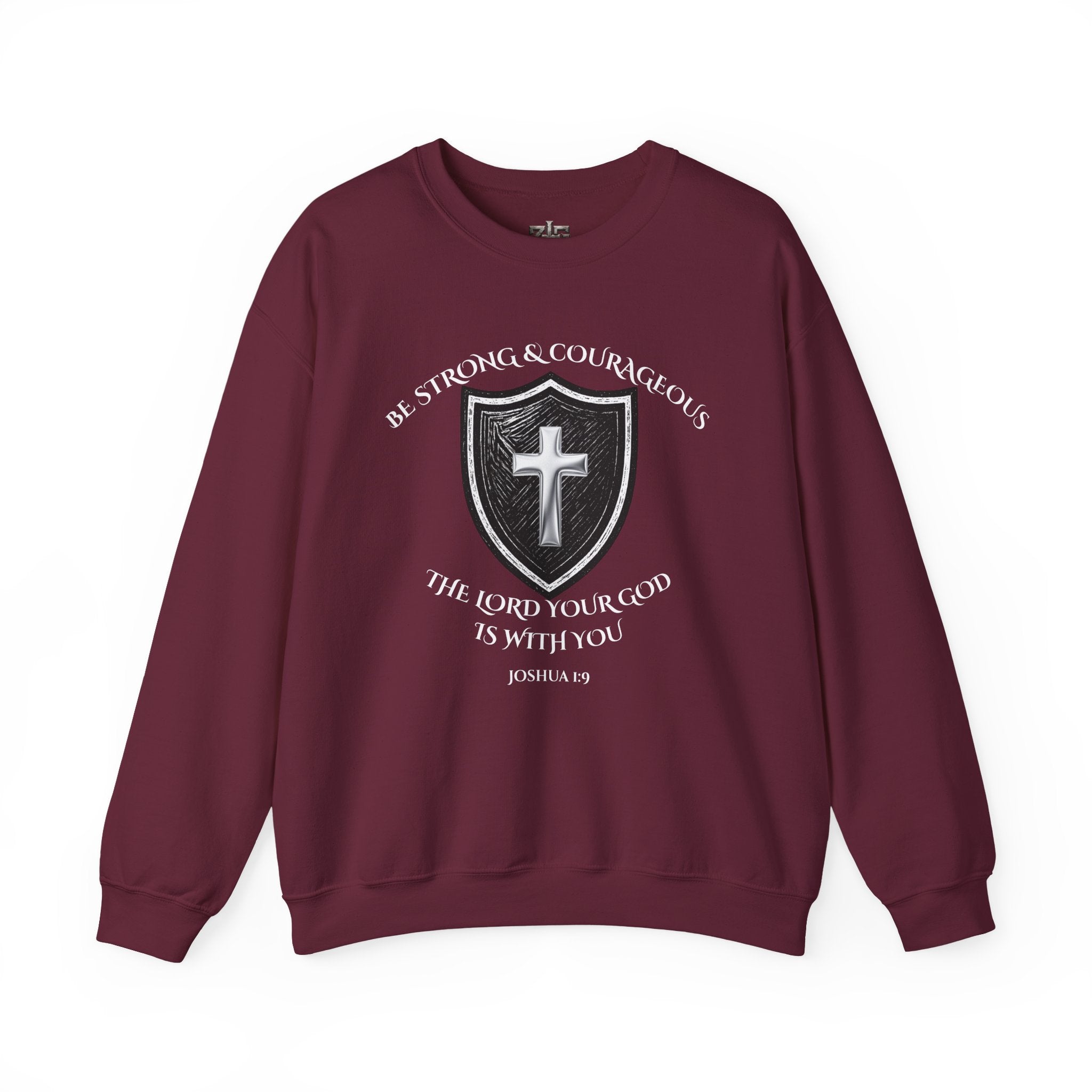 Christian Crewneck Sweatshirt — Be Strong & Courageous — Joshua 1:9