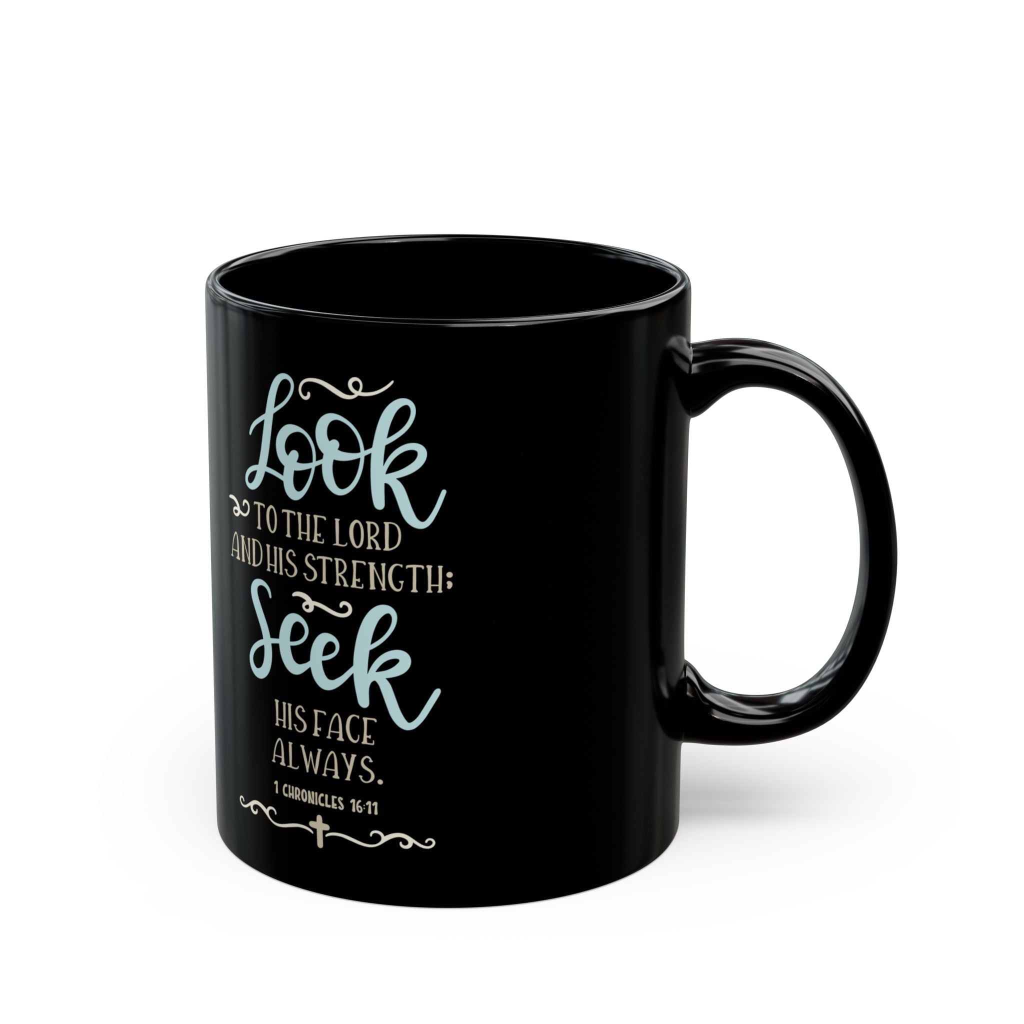 “Look to the Lord” Scripture Mug – Christian Black Coffee Cup (11oz/15oz)