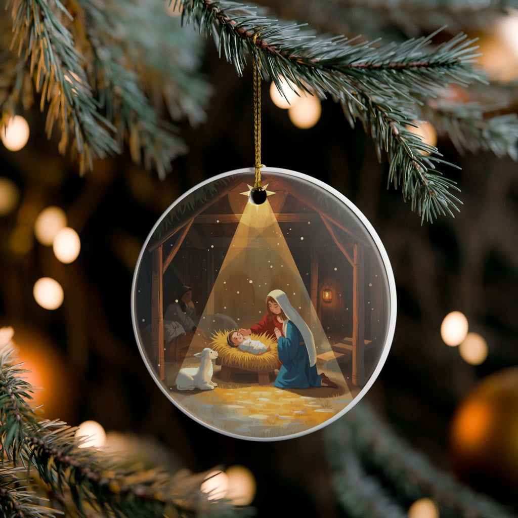 Nativity Ceramic Ornament — Mary & Baby Jesus Christmas Decor