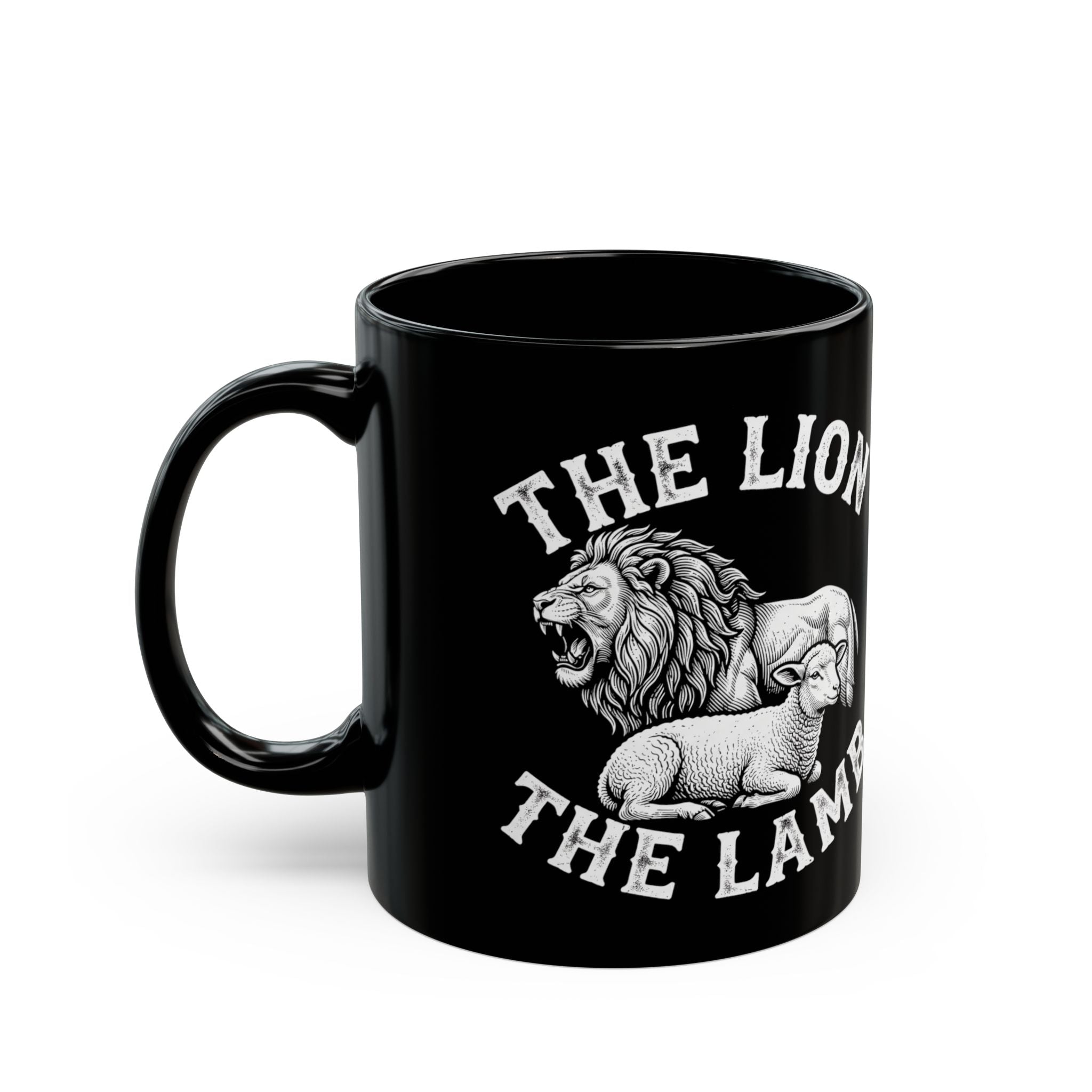 The Lion & The Lamb Black Mug — Christian Faith Coffee Mug | Zero FG