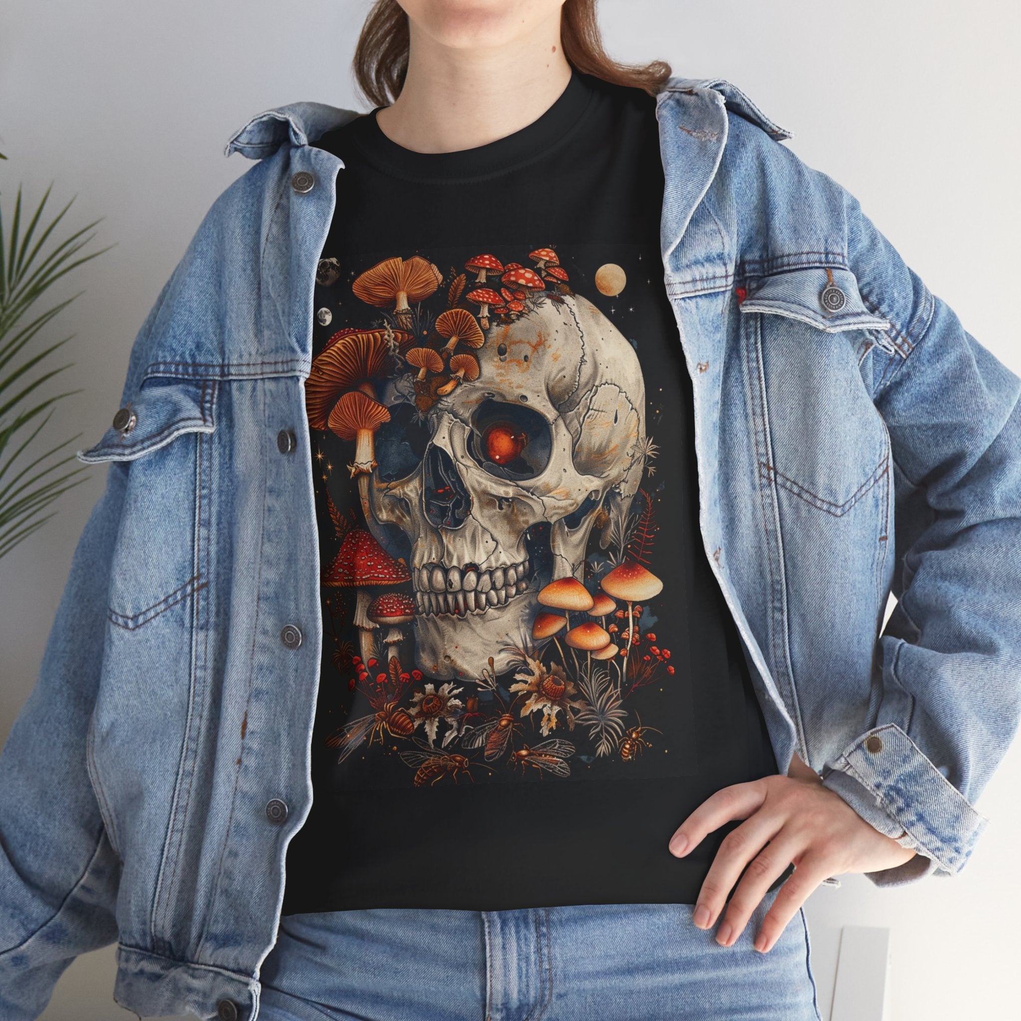 Still Growing — Gothic Skull Mushroom Graphic T-Shirt