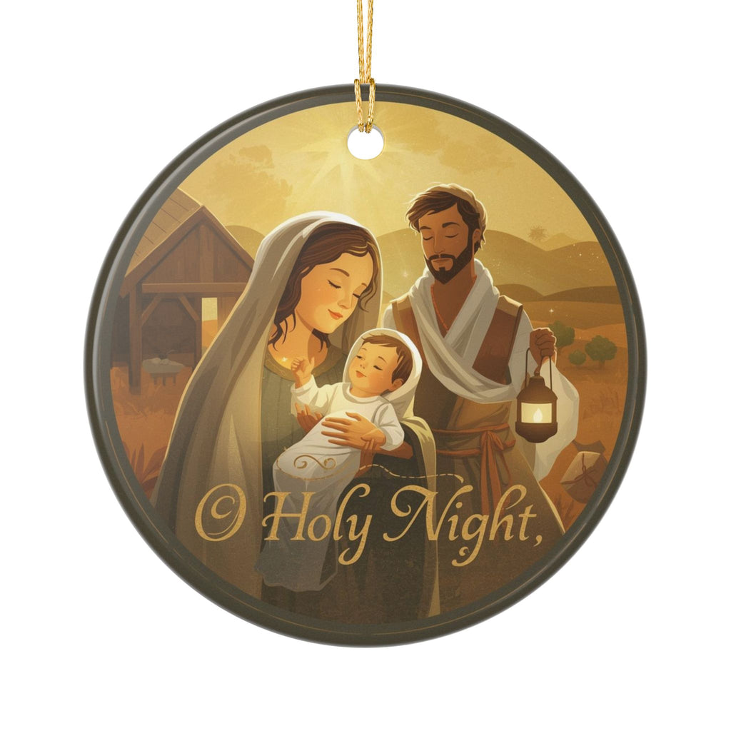 O Holy Night Nativity Ceramic Ornament — Two-Sided Christmas Decor