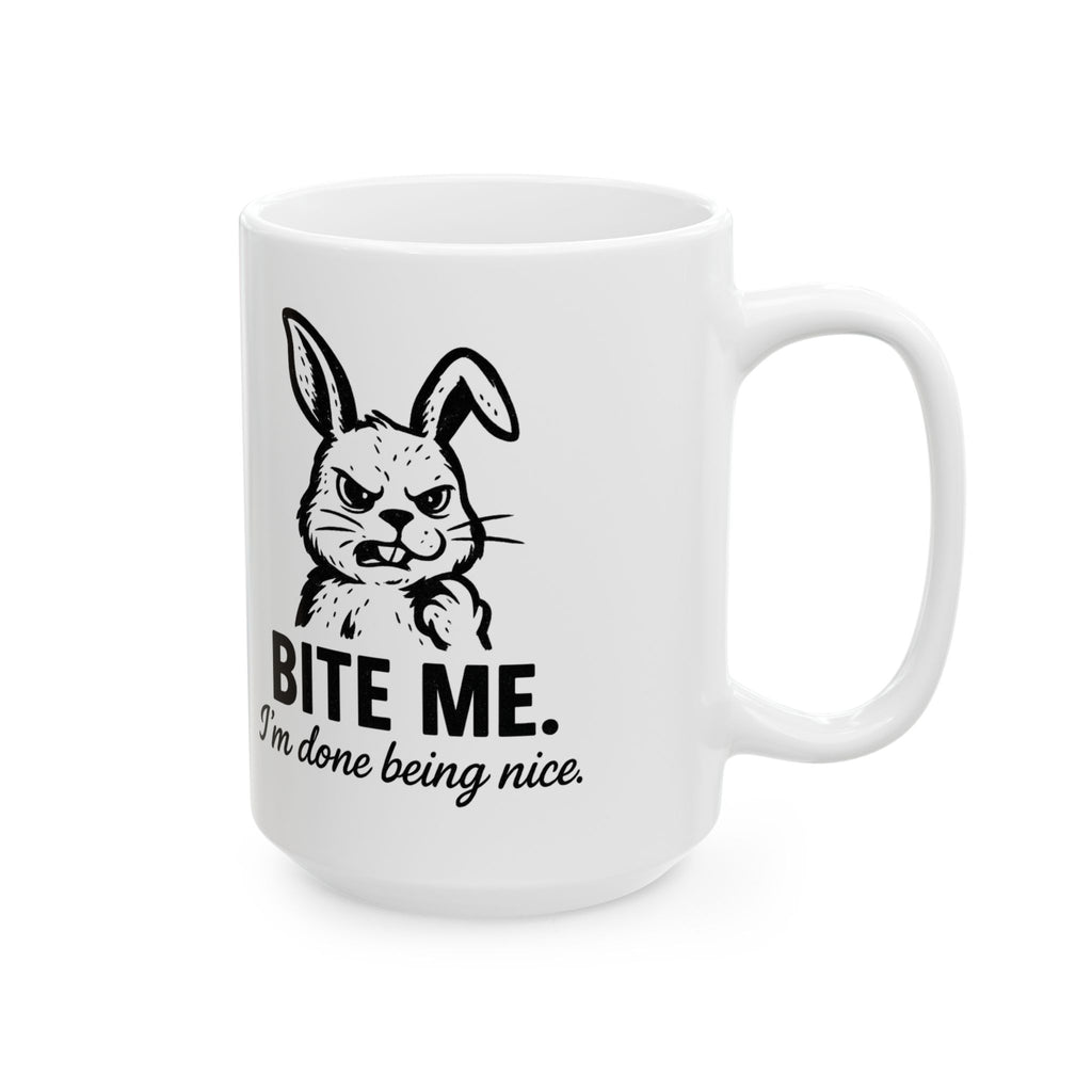 Bite Me Bunny Ceramic Mug — Funny Rabbit Coffee Cup (11oz & 15oz)