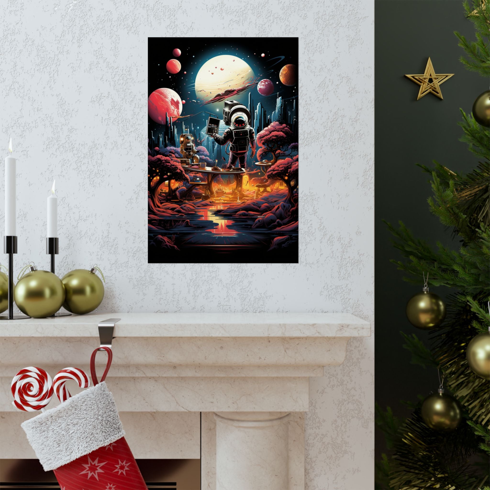 Galactic Explorers at Dawn – Retro Space Adventure Poster (3 Sizes)