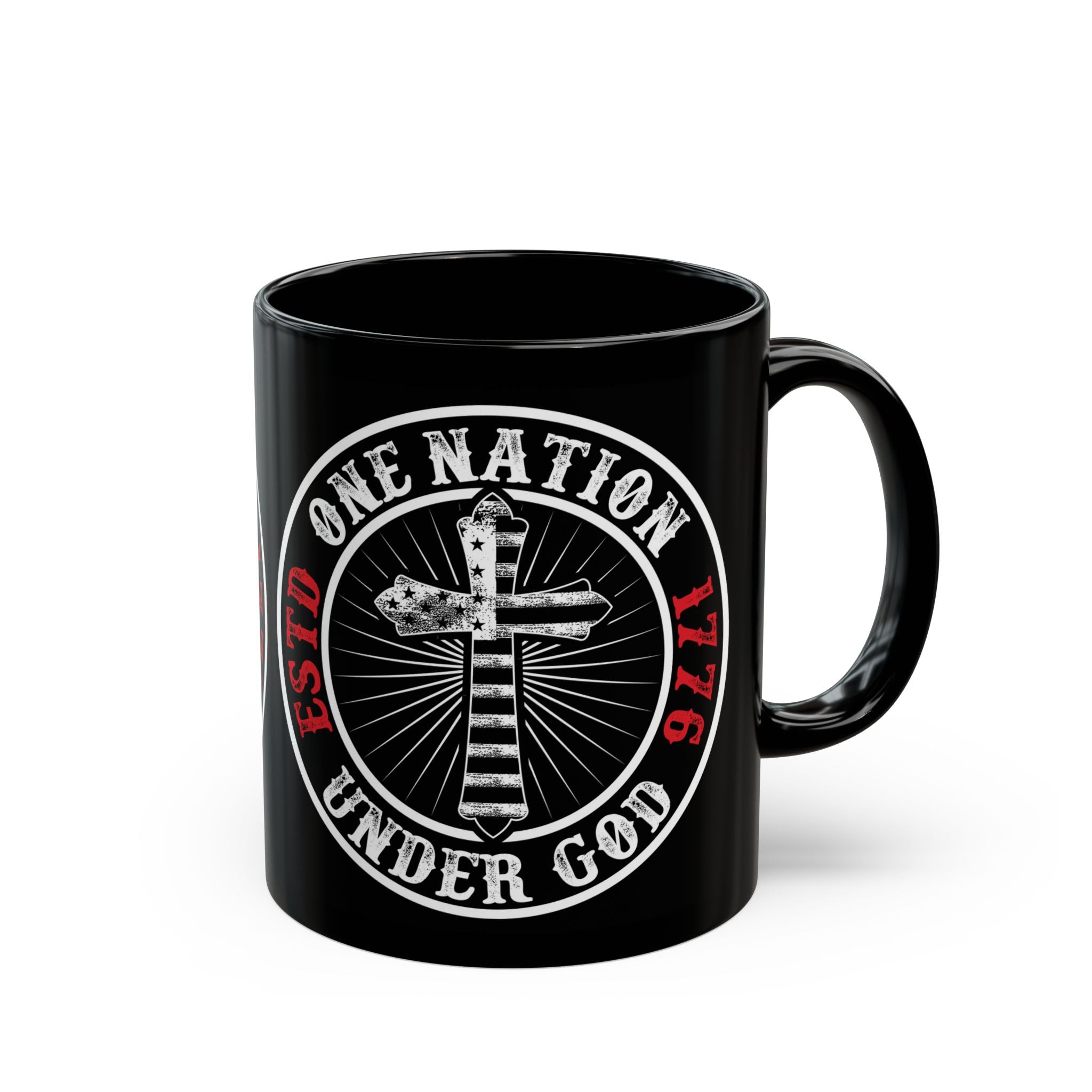 One Nation Under God Patriotic 11oz & 15oz Black Coffee Mug