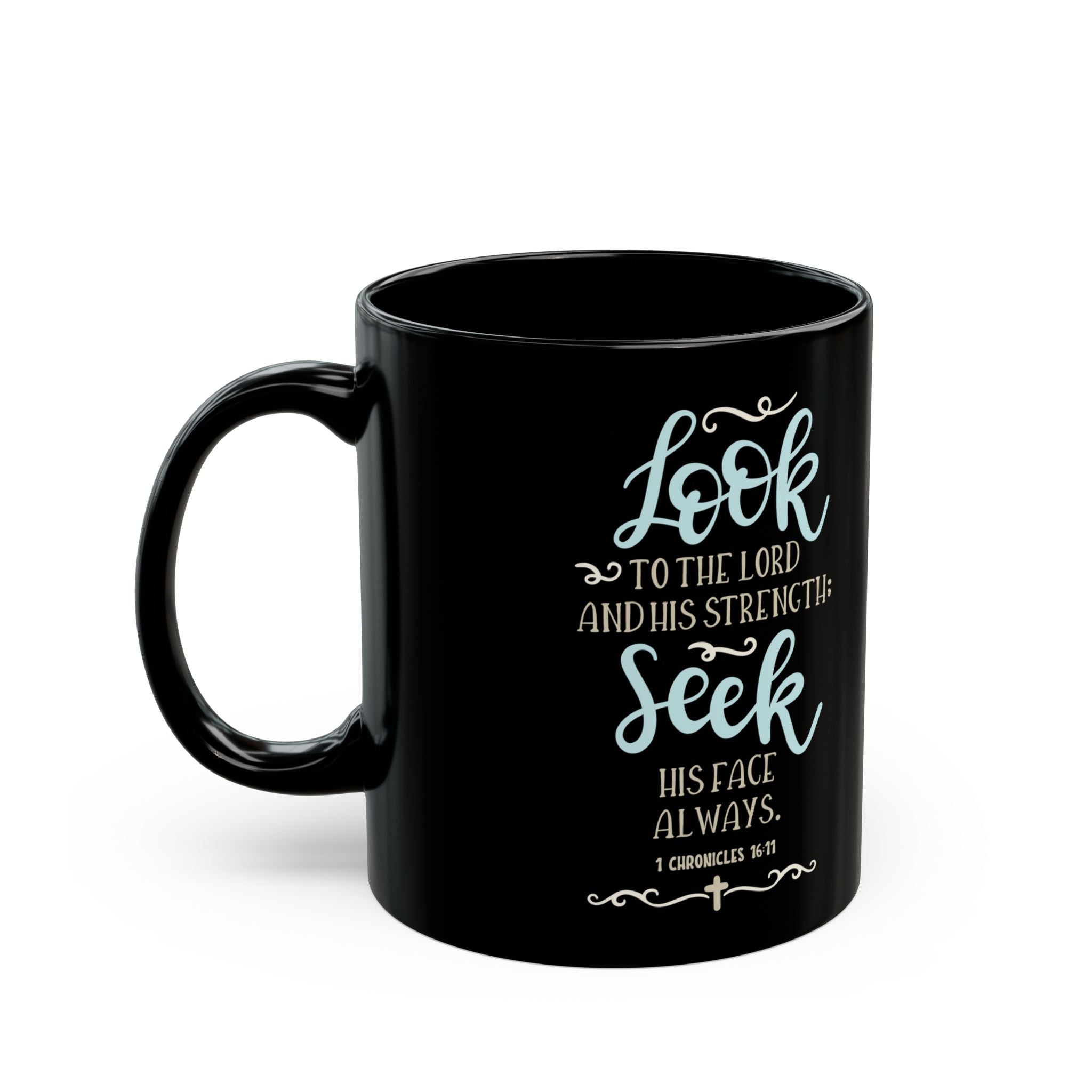 “Look to the Lord” Scripture Mug – Christian Black Coffee Cup (11oz/15oz)