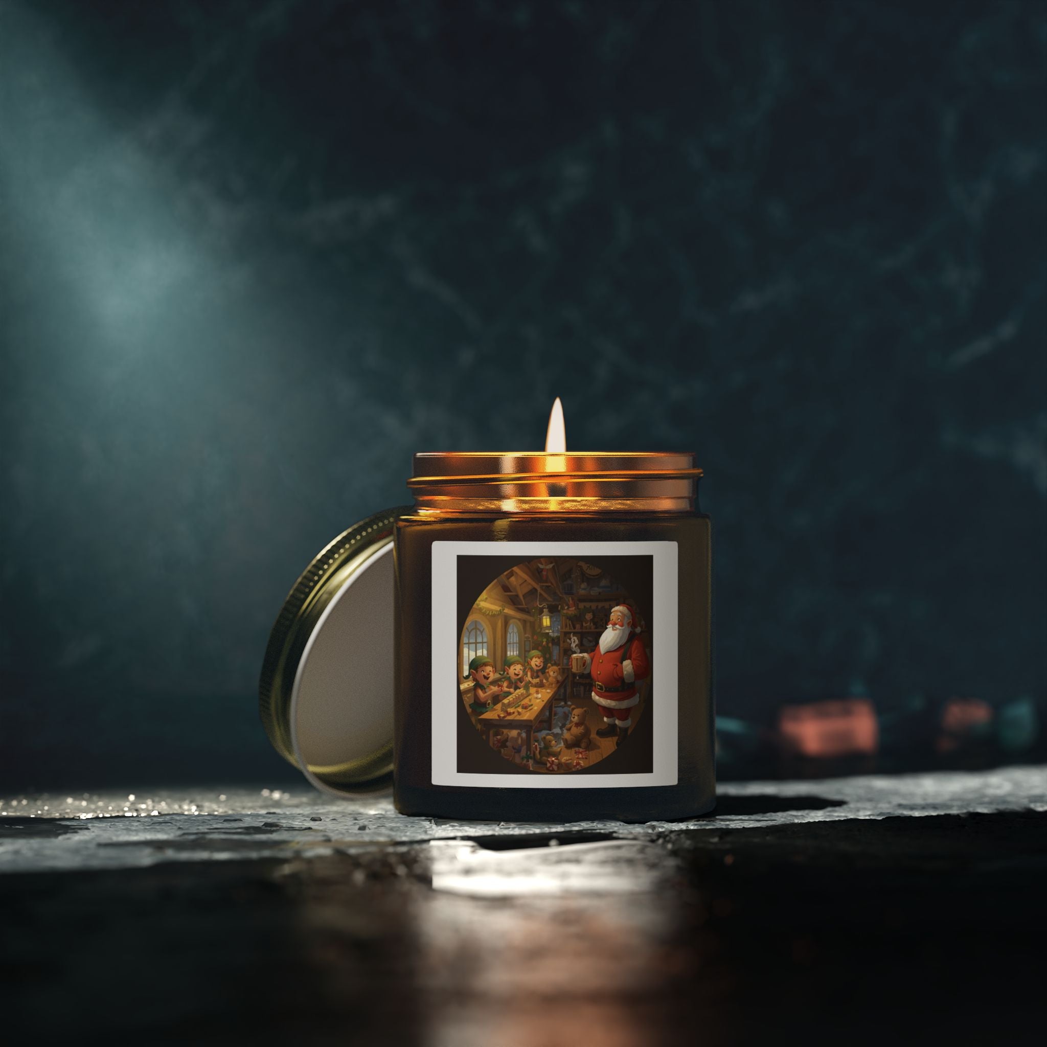 Holiday Scented Candle — Cozy Santa Workshop Jar (4oz/9oz)