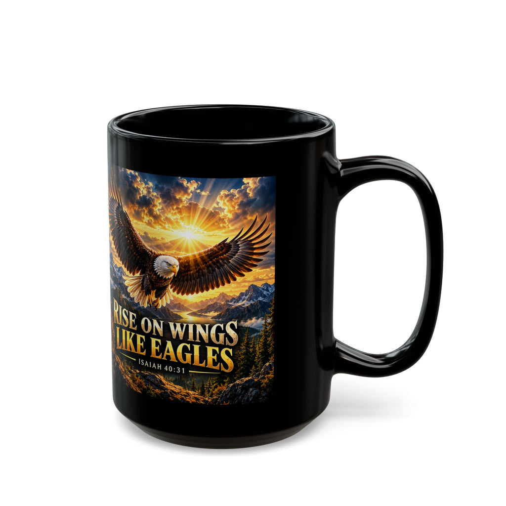 Rise on Wings Like Eagles — Isaiah 40:31 Black Mug